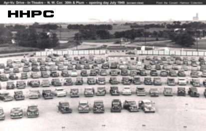 Ayr-Vu Drive-In - N.W. Cor. 30th &amp; Plum (Opening Day July 1949) Screen View). Courtesy of the Conard-Harmon Collection.