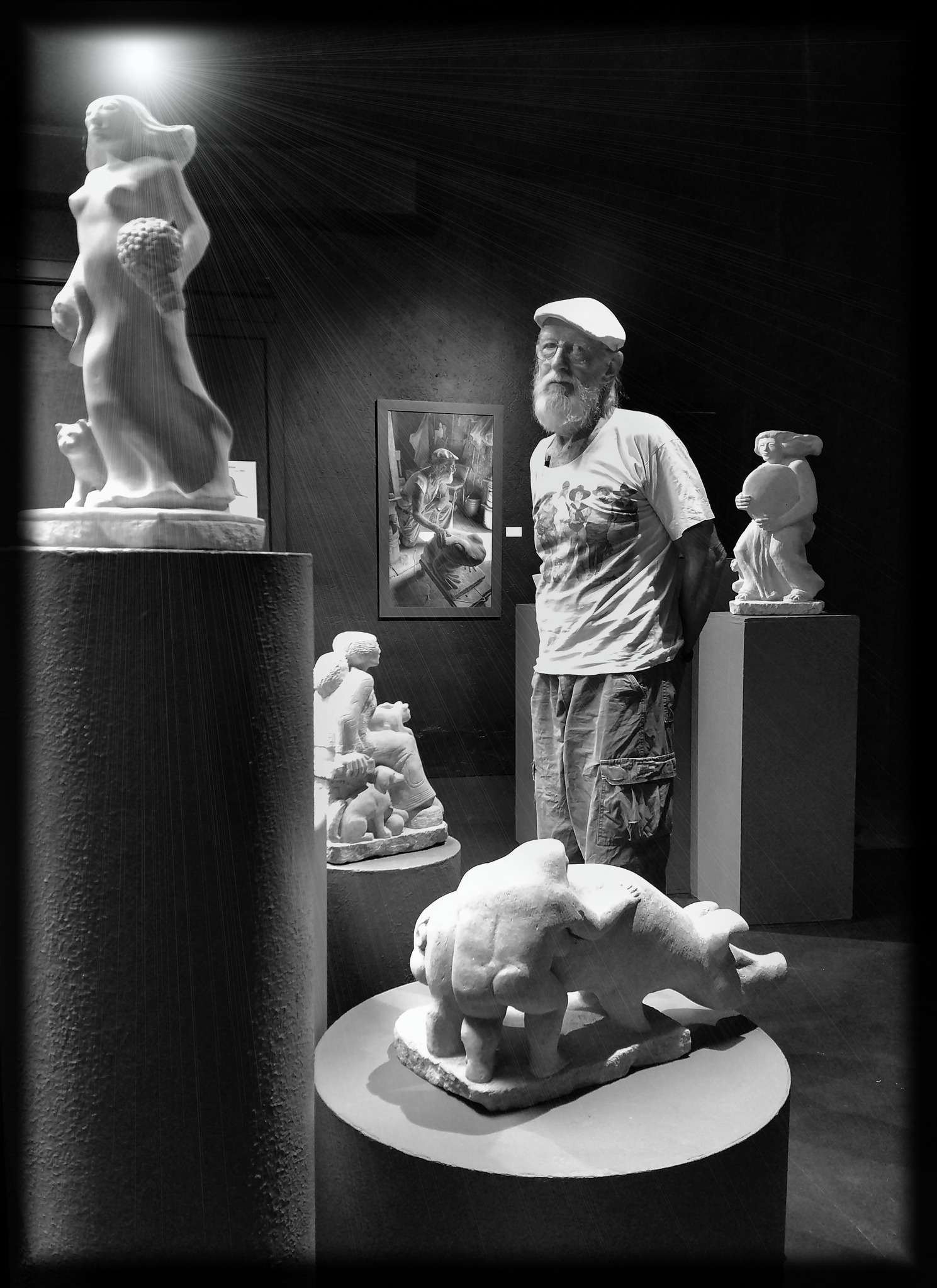 Felten at a retrospective of his art in Hays. Brenda Meder, former Hays Arts Council director, said despite her efforts to persuade Felten to attend the exhibit's opening, Felten shied away from the attention and did not attend. Photo by Bruce Burkholder/Special to the Hays Post