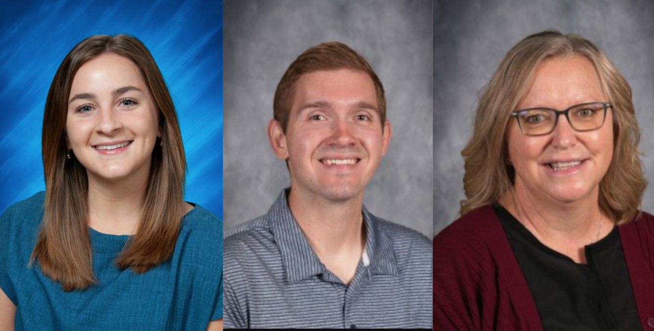 Three Salina USD 305 educators recognized. Left to right:&nbsp;Grace Baughman, Gavin Blehm, Kim Warren