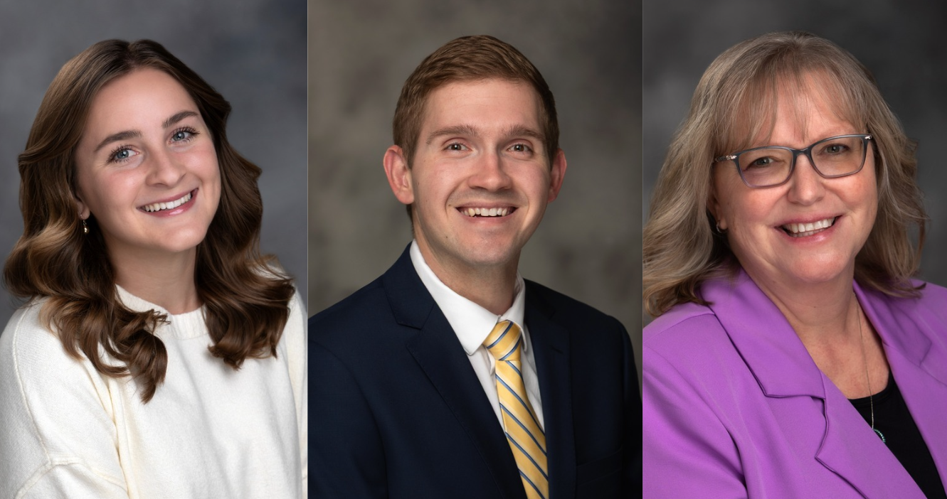 Three Salina USD 305 educators recognized. Left to right: Grace Baughman, Gavin Blehm, Kim Warren