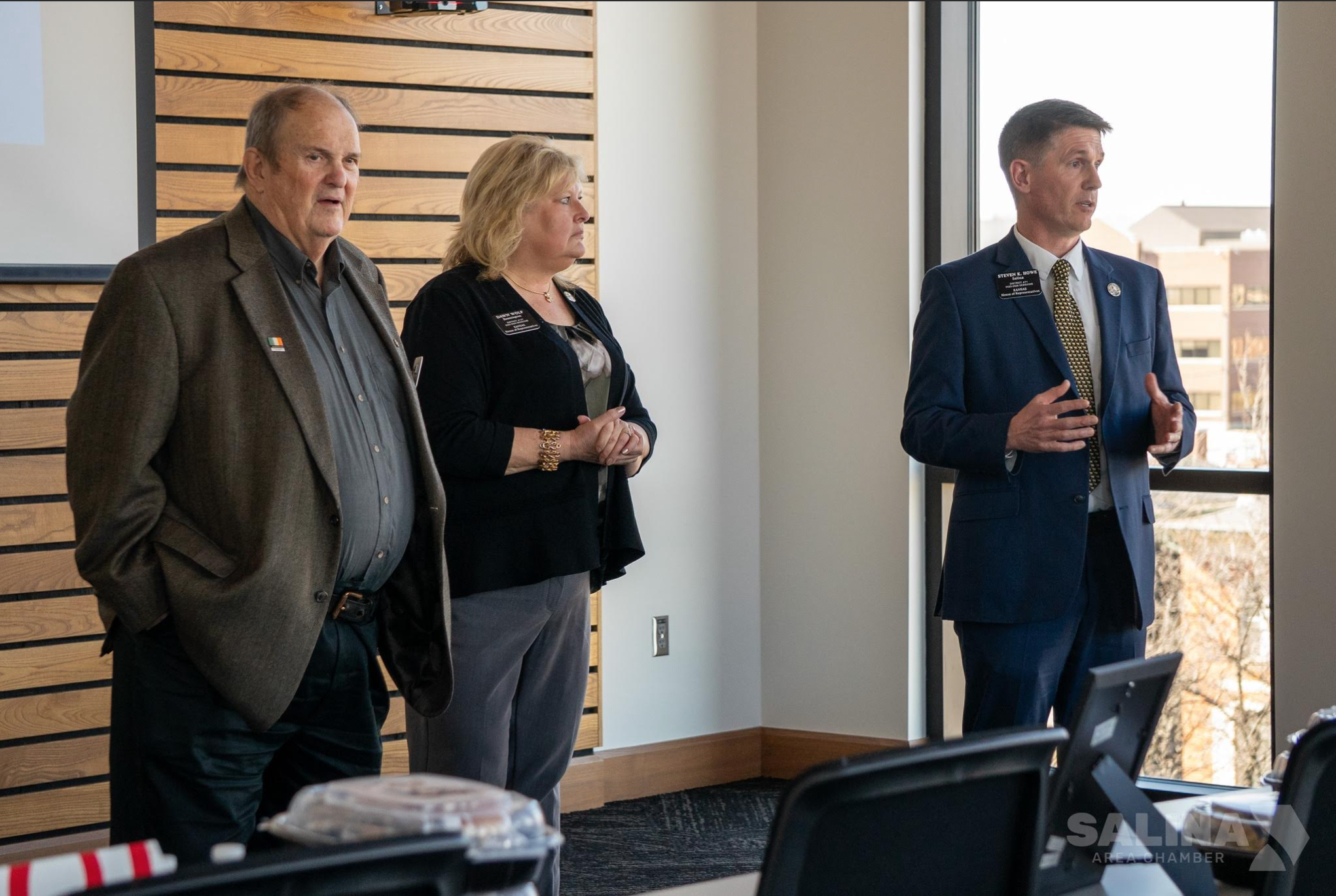 Rep. Clarke Sanders (69th District), Rep. Dawn Wolf (107th District) & Rep. Steven Howe (71st District). Courtesy of Salina Area Chamber of Commerce