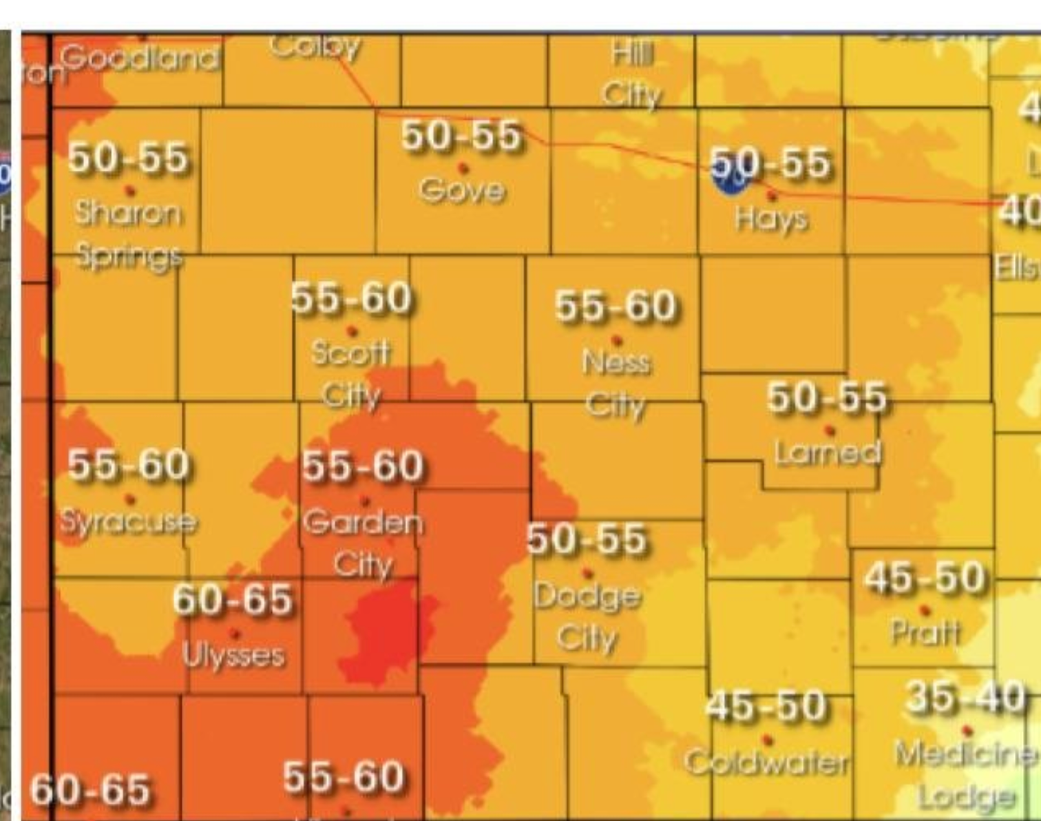 Wind forecast image NWS Dodge City