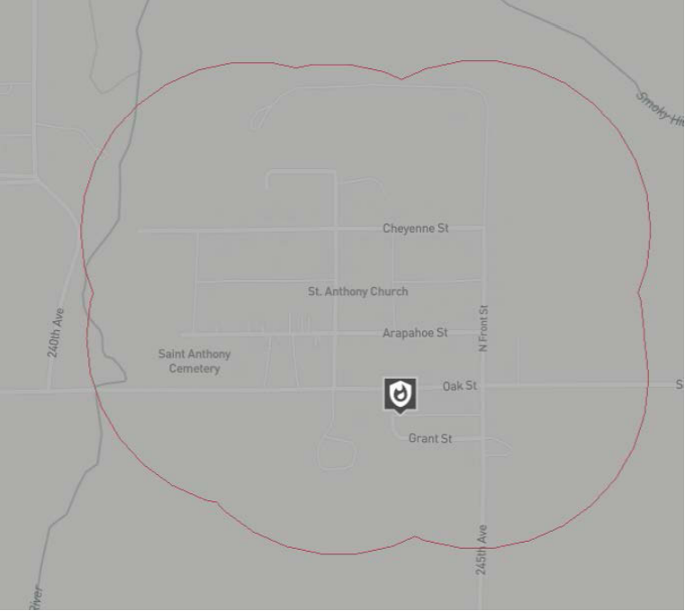 Map of Schoenchen highlighting potentially eligible residents for better insurance premiums.