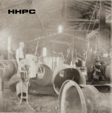 Truesdell Boiler Works - 15 W. Ave. D - c. 1902 - Interior with John in Production. Courtesy of the Conard-Harmon Collection.