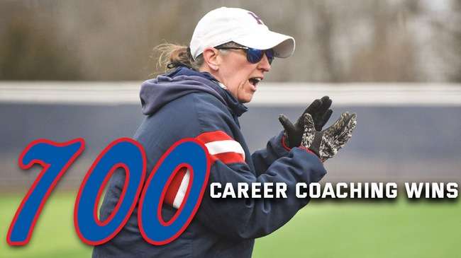 Blue Dragon head softball coach Jaime Rose recorded her 700th career coaching victory during the Hutchinson Community College softball team's weekend Oklahoma-Texas tour as the Blue Dragons went 2-2 over the weekend. (Photo by Sammi Carpenter)
