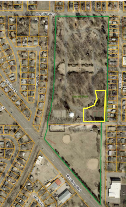 New site for the upcoming Boys and Girls Club of Salina facility, north of Sunset Park. Screenshot from Salina City Commission packet Feb. 23