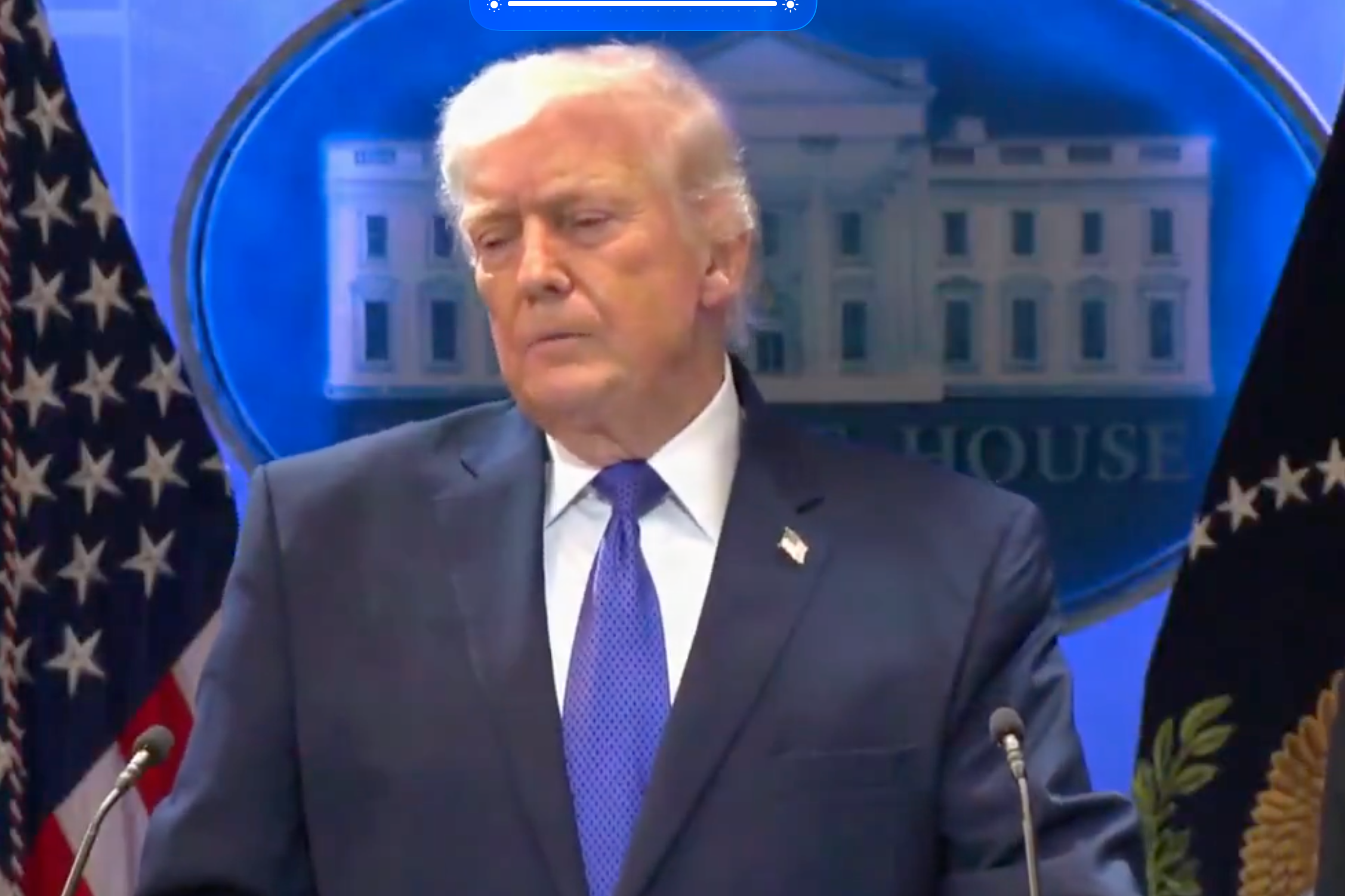 President Trump during his post Supreme Court tariff ruling press conference-image courtesy White House video