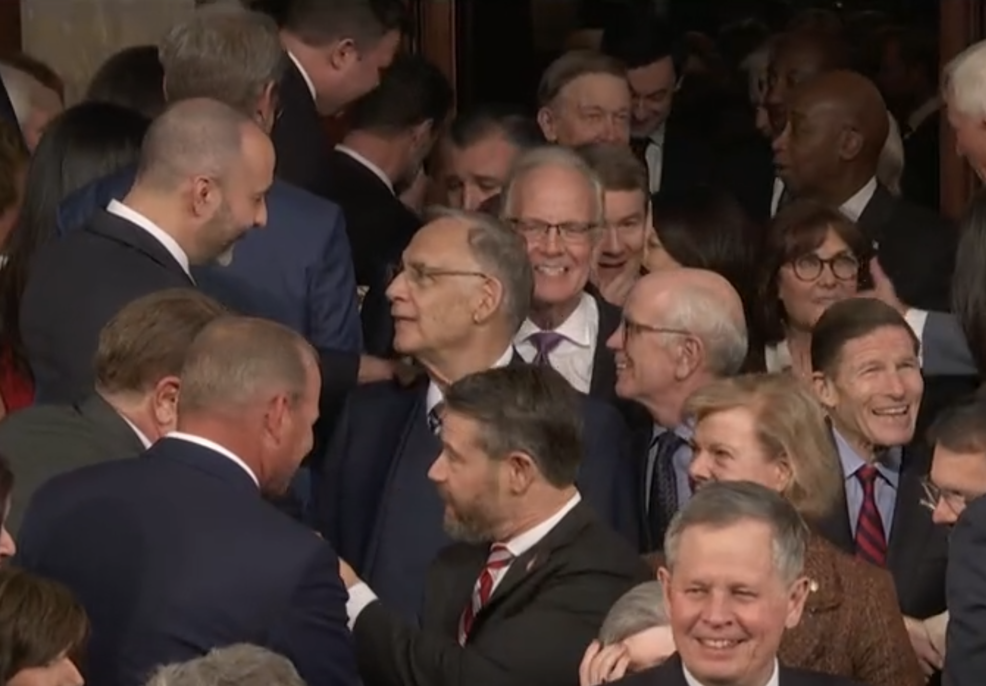 Kansas U.S. Senator Jerry Moran (center) enteres the House Chamber ahead of the State of the Union-image courtesy CSPAN