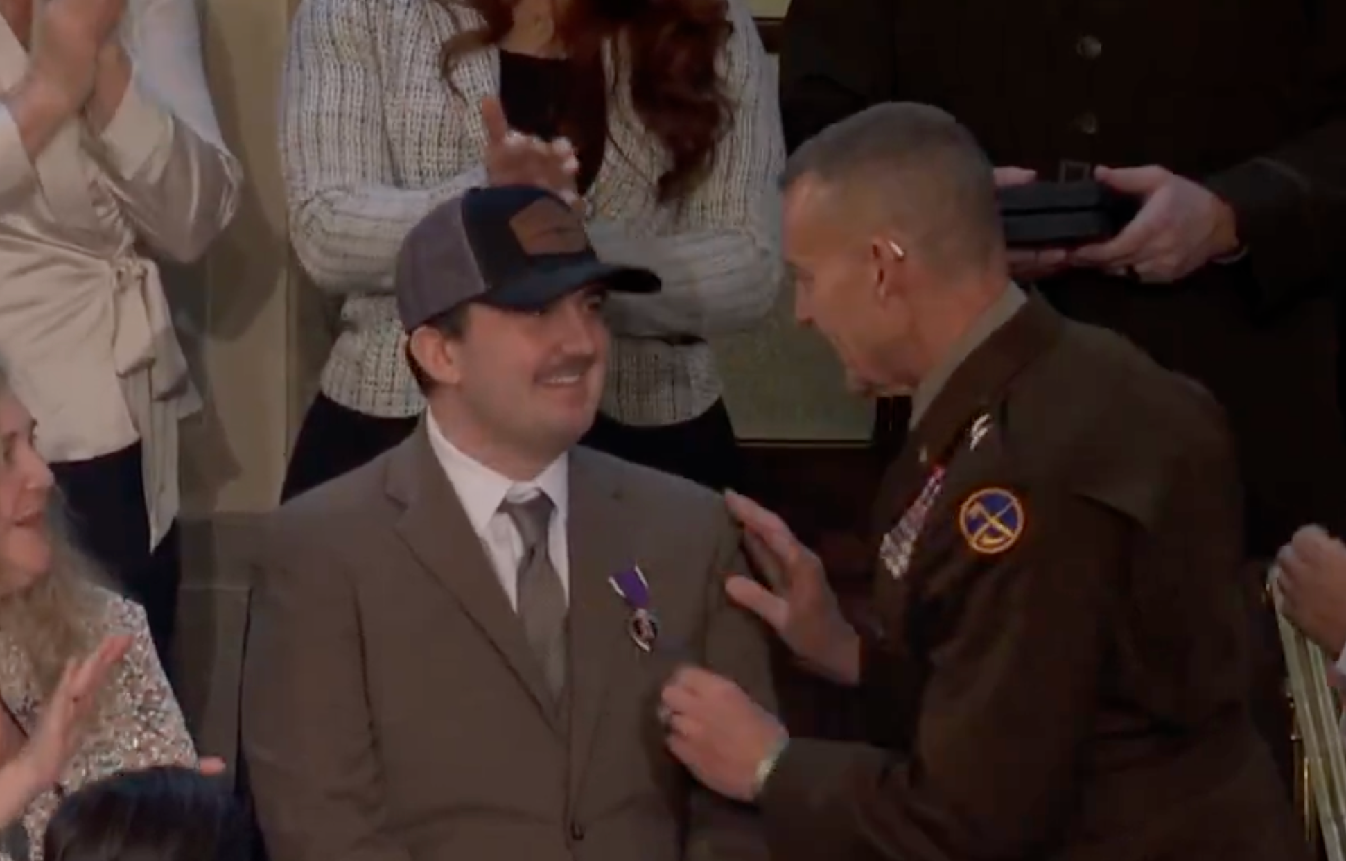 Andrew Wolfe Awarded Purple Heart during State of the Union.-image from CSPAN video