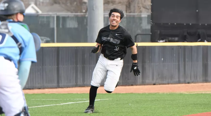 Fort Hays State's Erick Ordonez heads for home in an MIAA baseball game against Washburn on Tuesday, February 24, 2026 in Hays, Kan. (FHSU Athletics photo/Ryan Prickett)