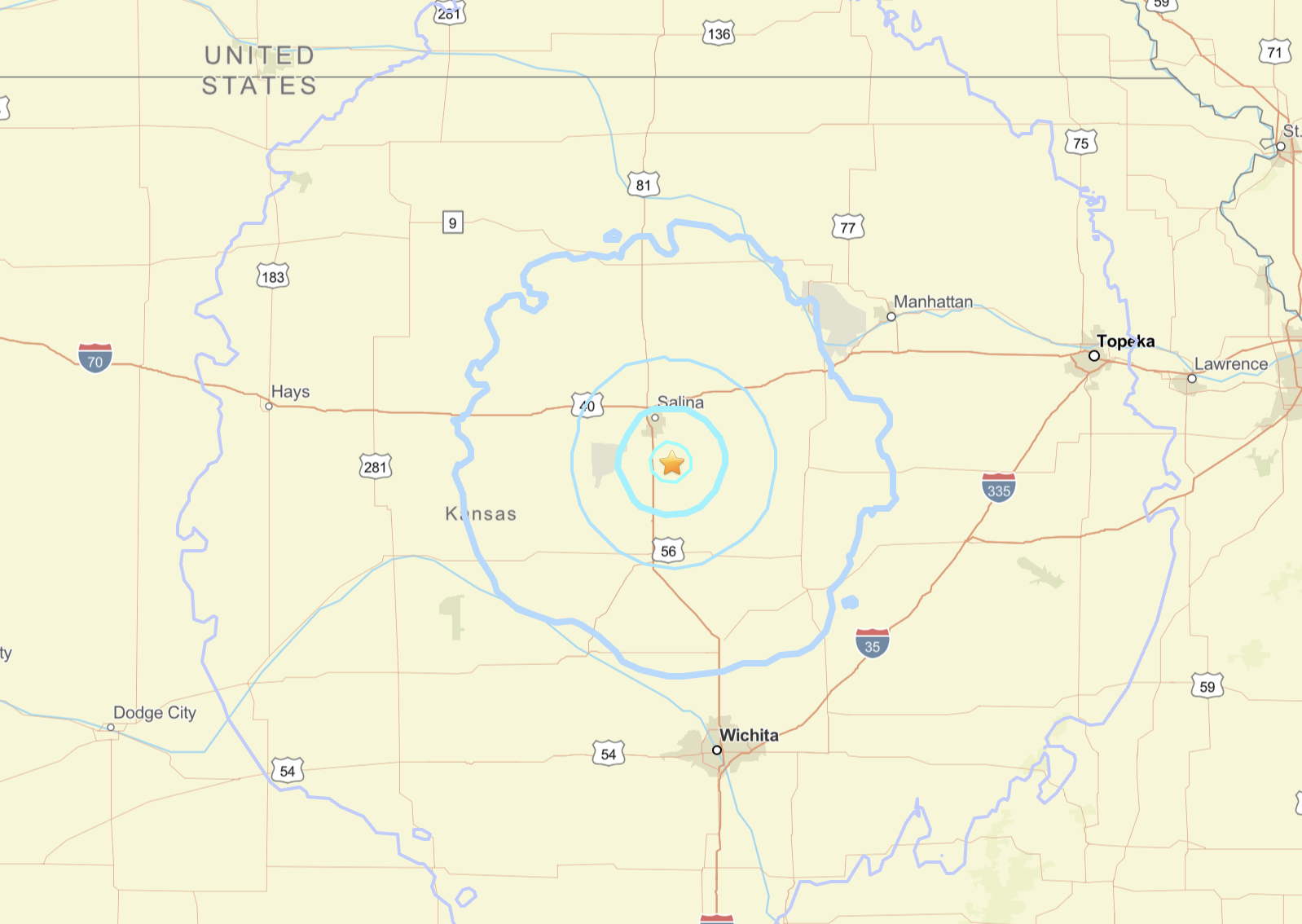 Wednesday afternoon earthquake USGS image
