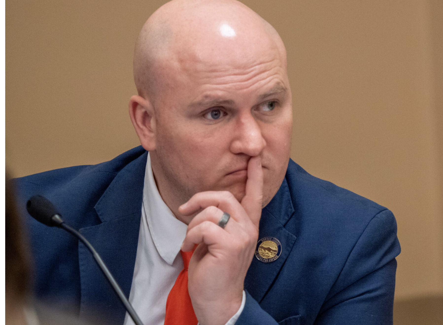 Sen. Adam Thomas, R-Olathe, has introduced a bill extending Kansas drinking hours during the World Cup tournament. (Photo by Sherman Smith/Kansas Reflector)