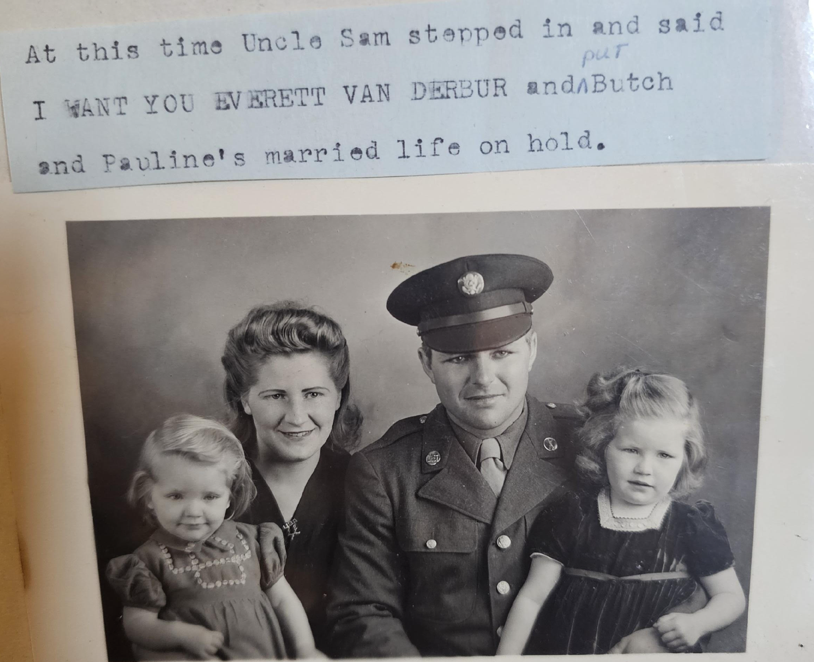 Pauline and Everett VanDerbur with their two children Sandy and Janette (older sisters of Cheri and Carol).