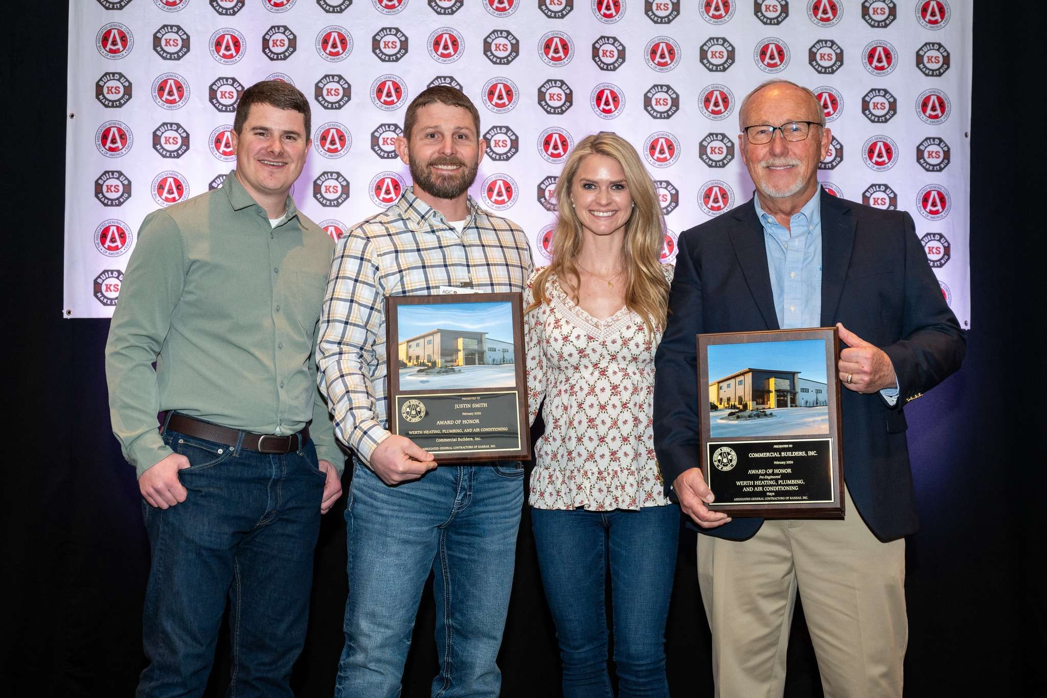 Commercial Builders of Hays was honored by the Association of General Contractors at its recent awards banquet for its work on Werth Plumbing's new building on 13th Street. Courtesy photo