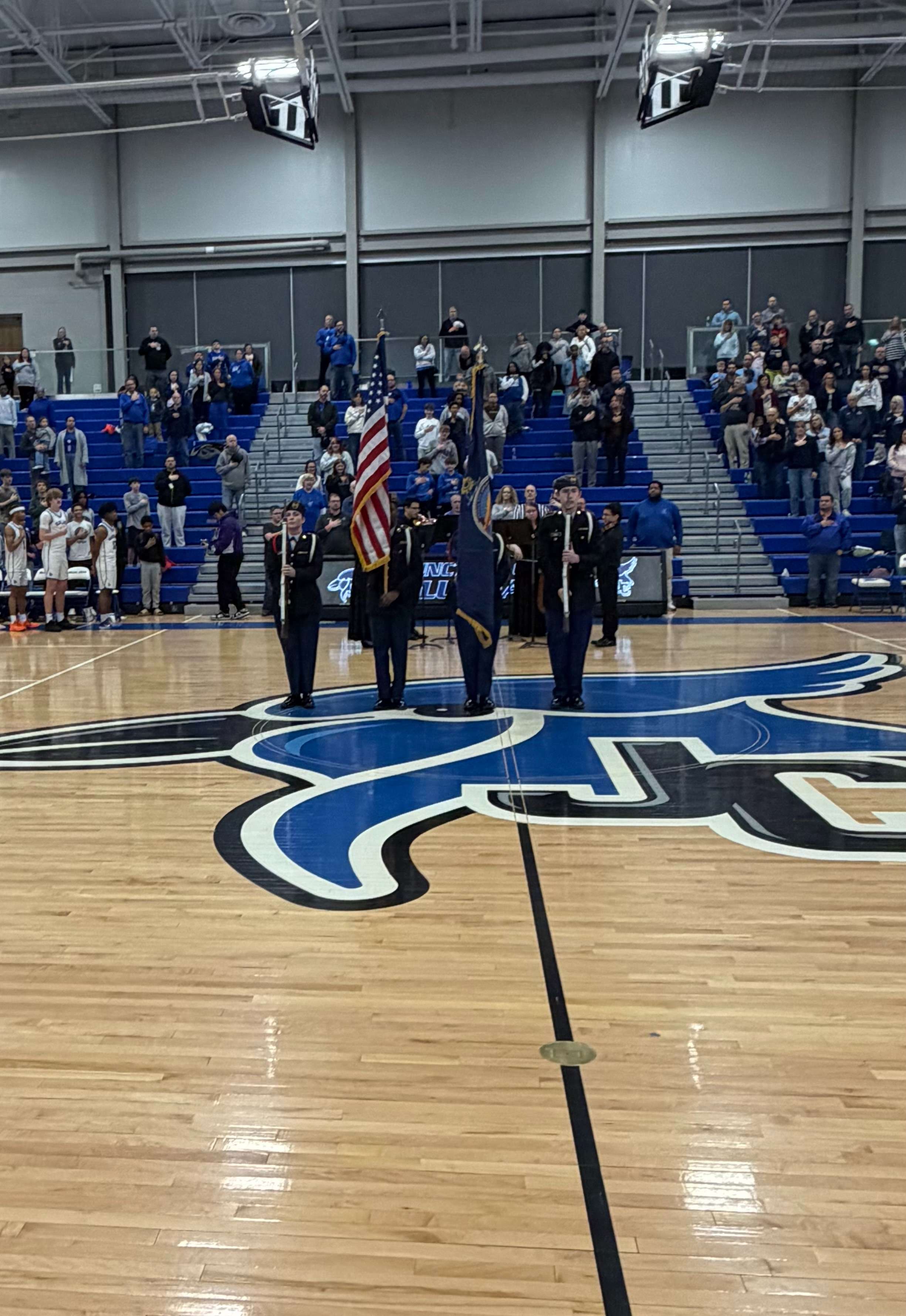 JCHS JROTC program presents the colors before each game this season.&nbsp;
