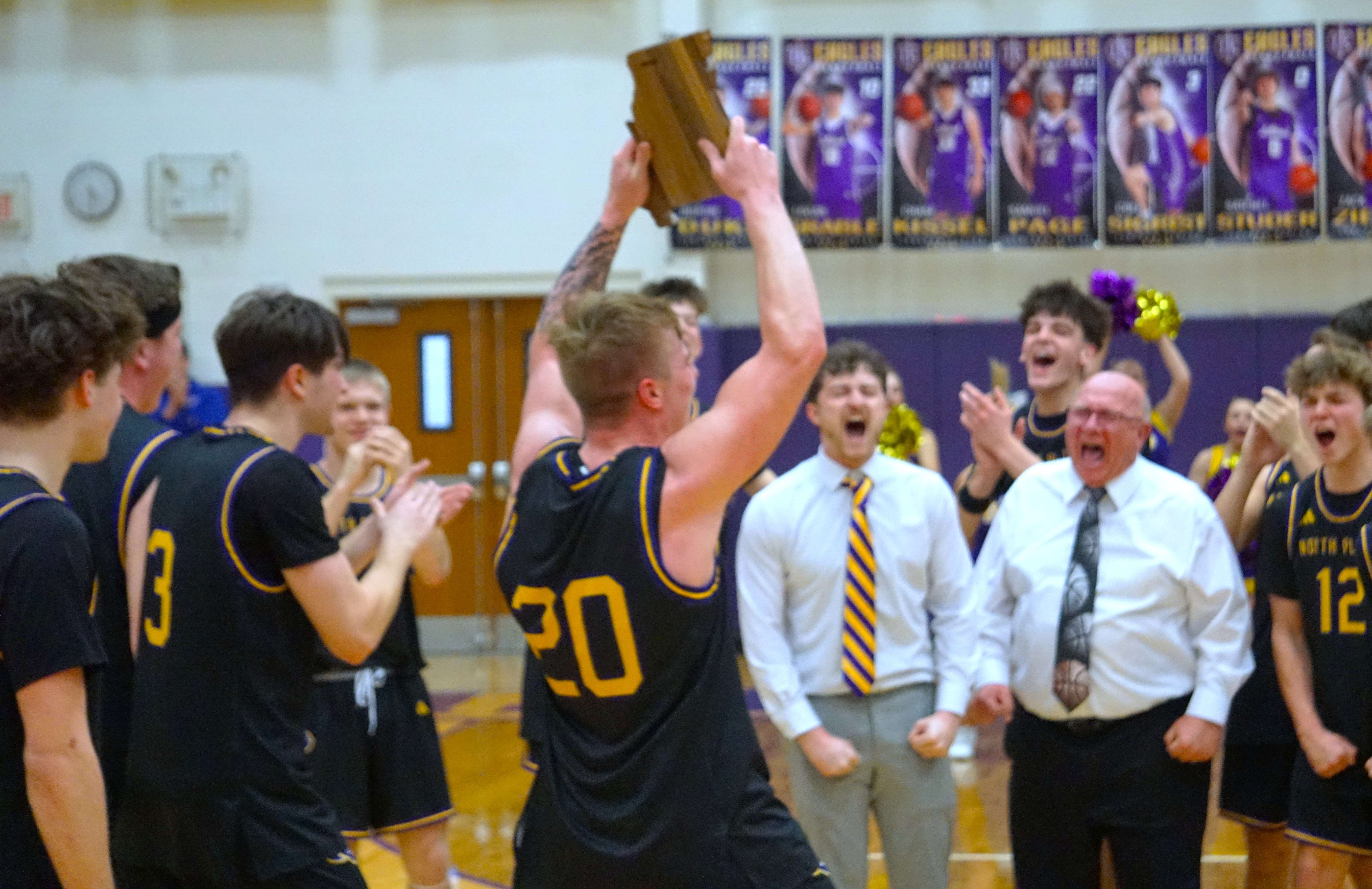 The North Platte Panthers celebrate their first district title since 2011 after winning Class 3 District 15/ Photo by Matt Pike