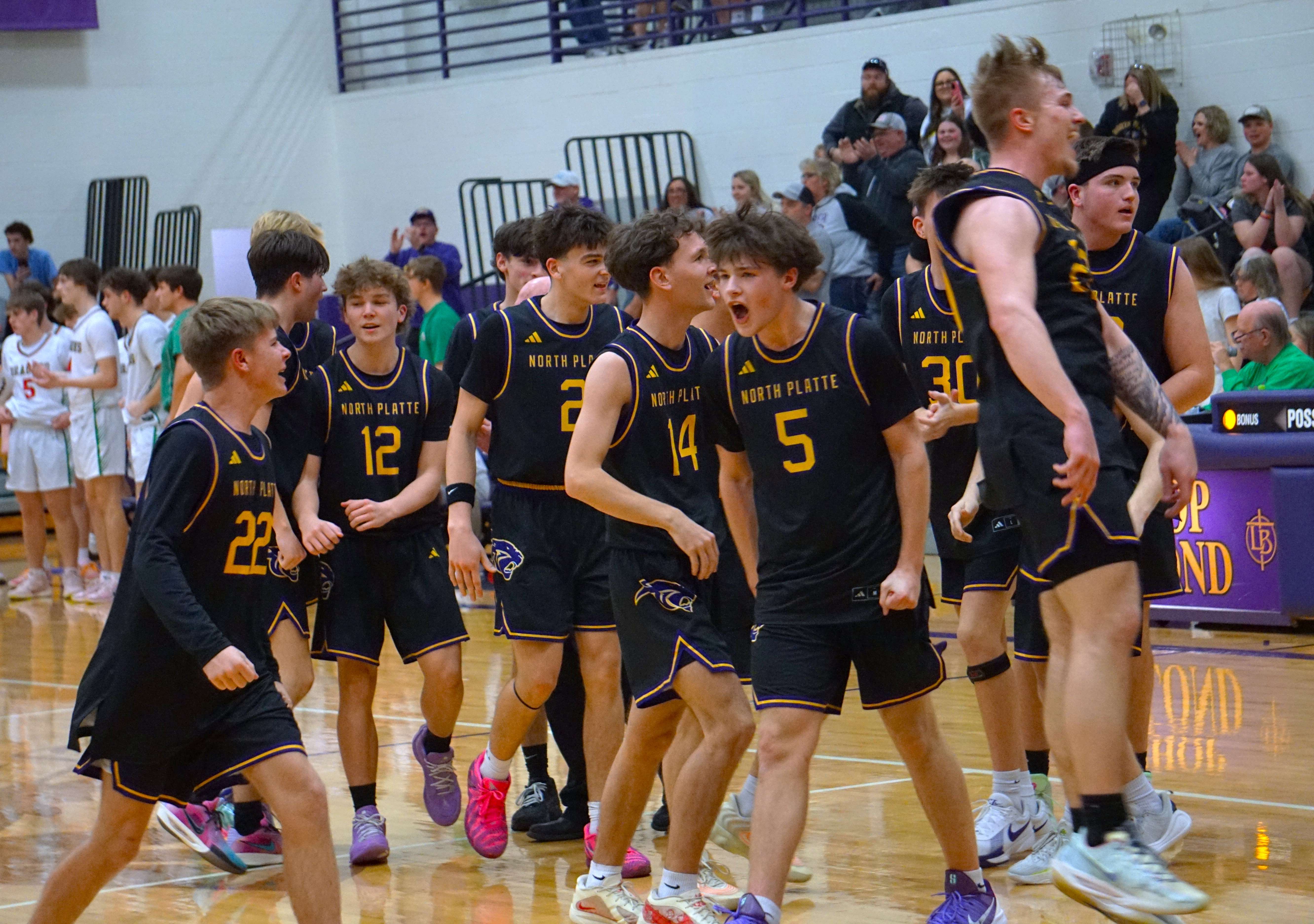 The North Platte Panthers celebrate their first district tltle since 2011 after winning Class 3 District 15/ Photo by Matt Pike