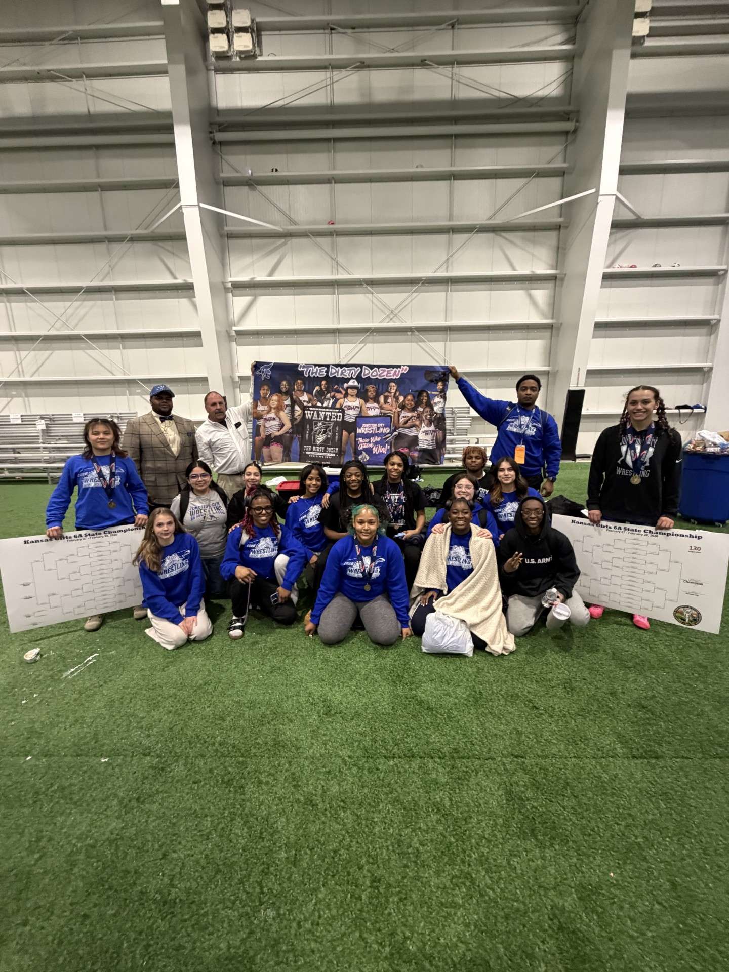 Pictured: The Junction City Girls Wrestling team that qualified for the Class 6A State Wrestling Tournament in Overland Park.&nbsp;