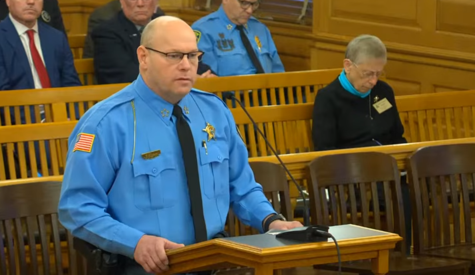 Ellis County Sheriff Scott Braun testifies before the House Committee on Federal and State Affairs on Feb. 25 in Topeka regarding House Bill 2771. Screen capture of Kansas Legislature video