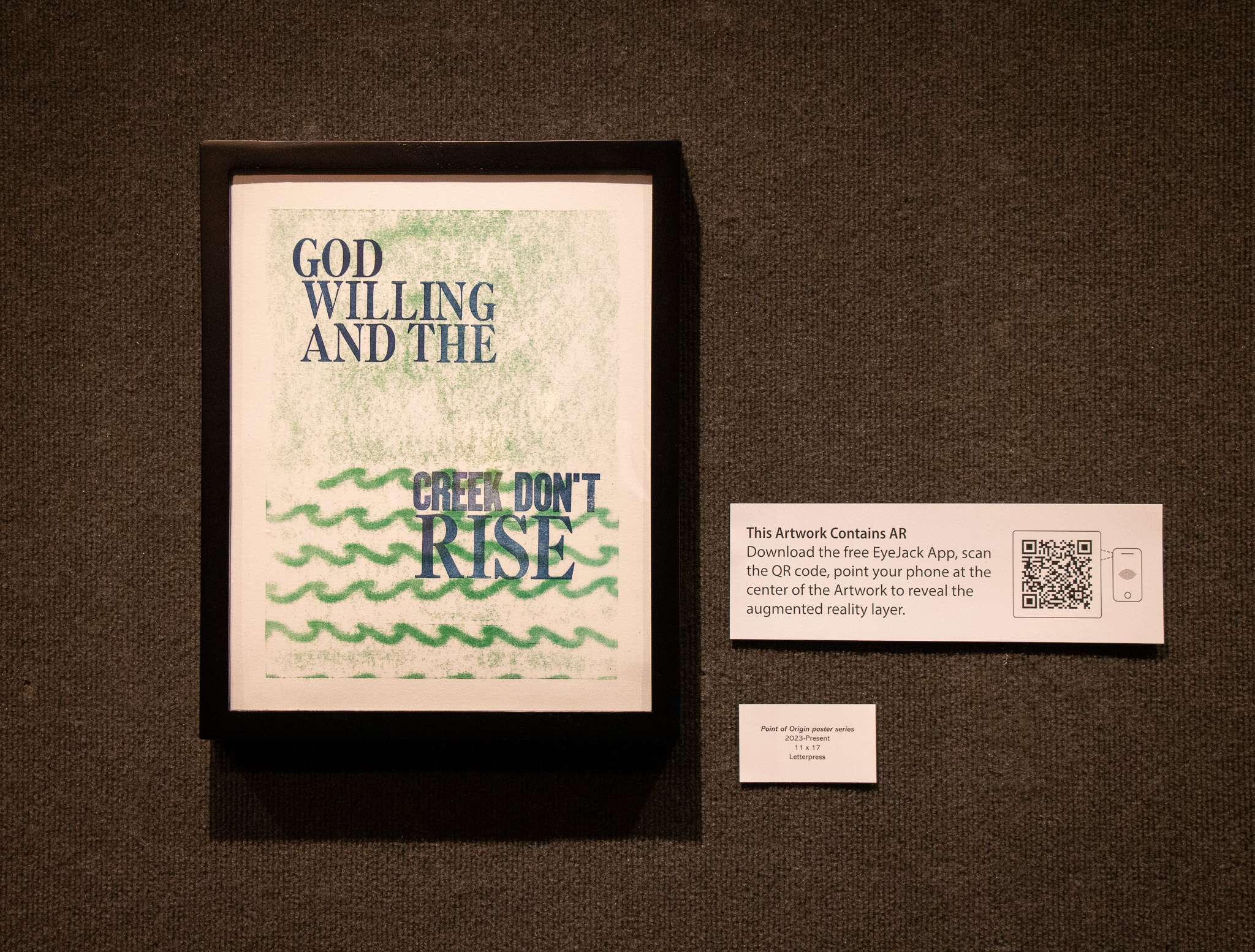 Point of Origin poster series by Artist Natalie Tyree on display in Memorial Hall's Main Gallery Jan. 27, 2026. The exhibition will remain on display through Feb. 13. (Photo by Shelby Westinghouse/Chadron State College)