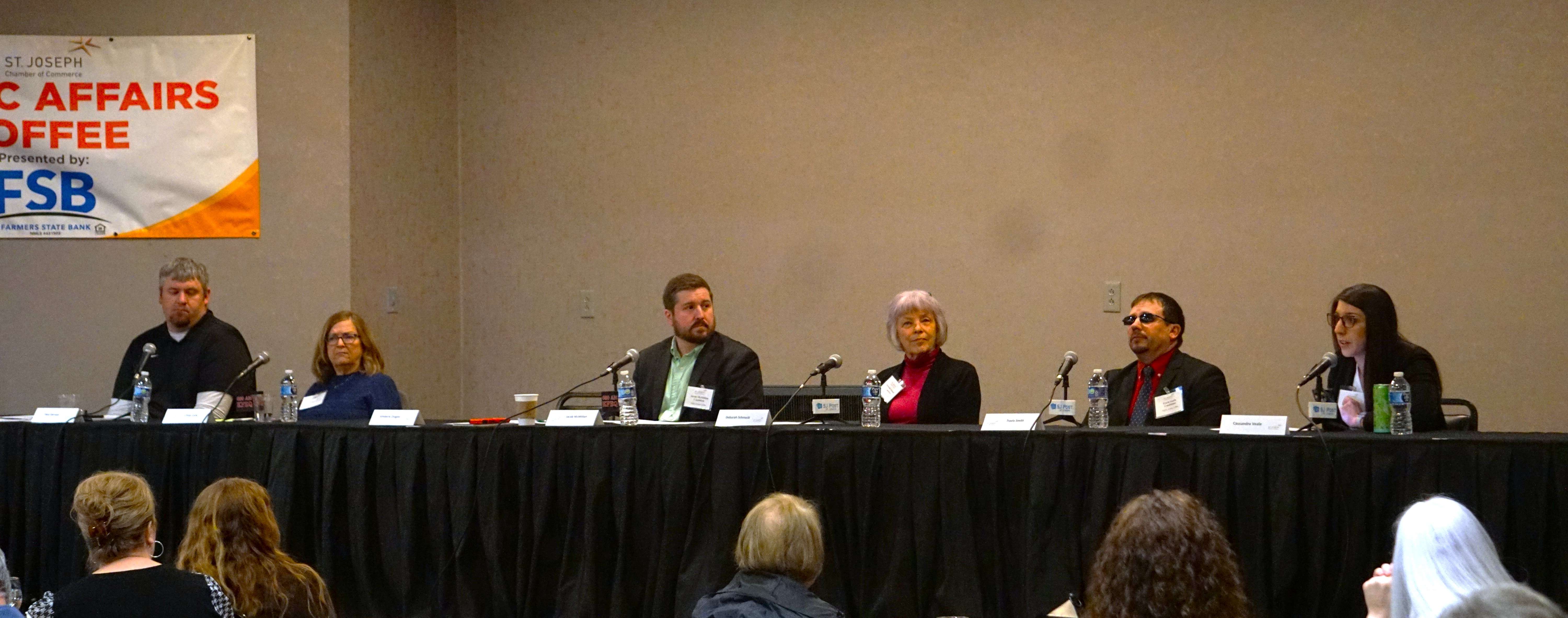 The St. Joseph Chamber of Commerce Public Affairs Coffee hosted a forum for those running for the St. Joseph Board of Education at the Stoney Creek Hotel and Conference Center/ Photo by Matt Pike