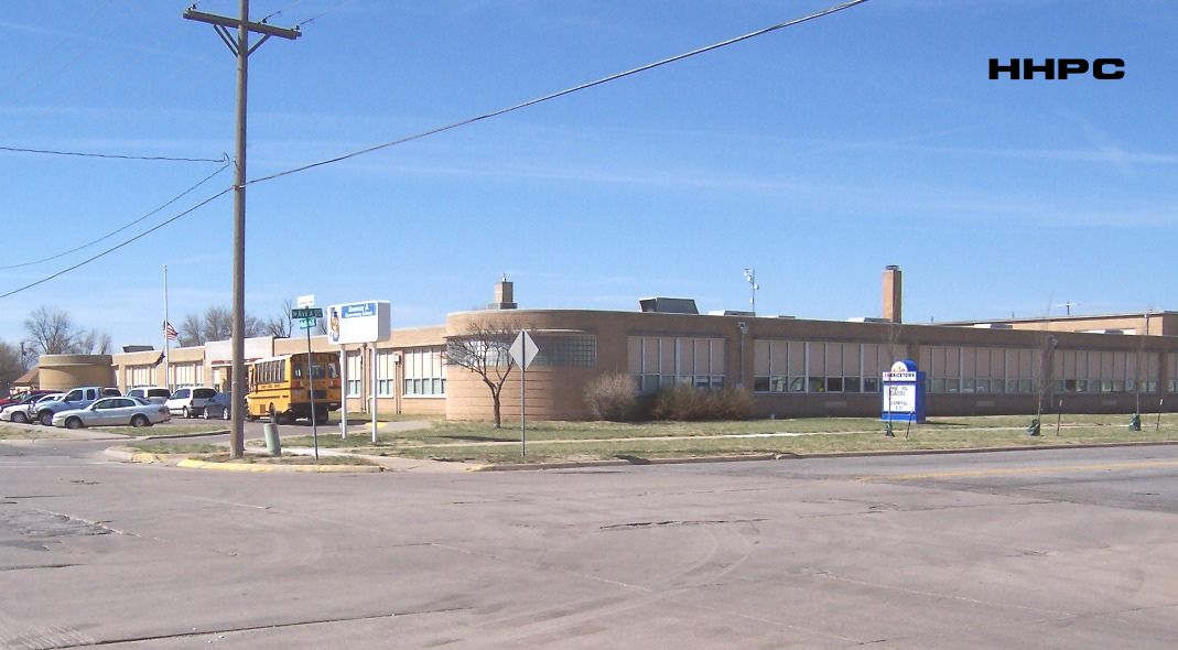 Avenue A School - 111 S. Madison - S.W. Cor. of Ave A &amp; Madison (first conversion from all elementary). Courtesy of the Conard-Harmon Collection.