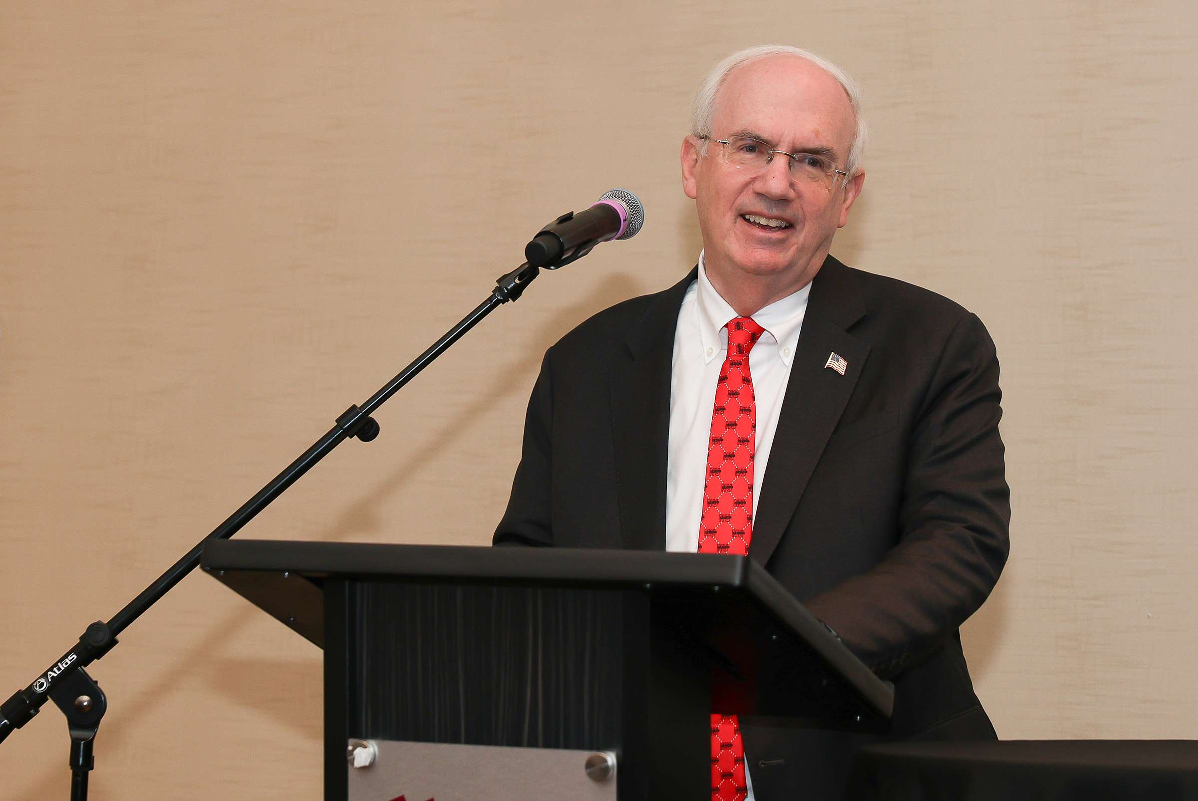 University of Nebraska System President Dr. Jeffrey Gold addresses the audience Wednesday during the annual “I Love NU” Day celebration in Lincoln. (Photo by Erika Pritchard, UNK Communications)