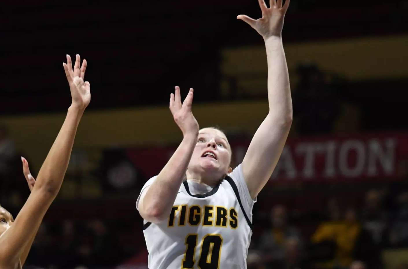 Fort Hays State's Olivia Mortensen goes in for a layup in an MIAA Tournament game against Missouri Western State on Thursday, March 5, 2026 in Kansas City, Mo. (FHSU Athletics photo/Ryan Prickett)