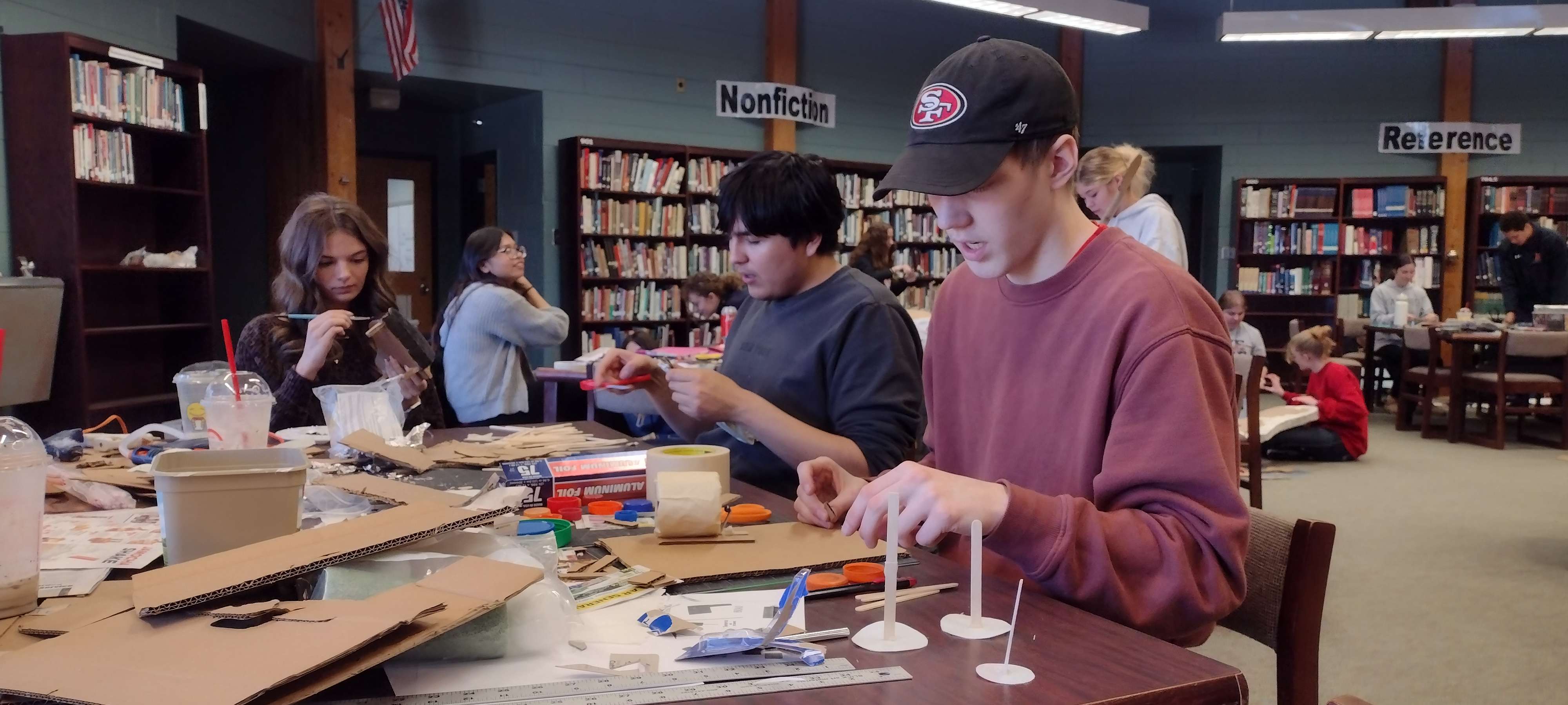 Many pieces go into Bayard's art project.