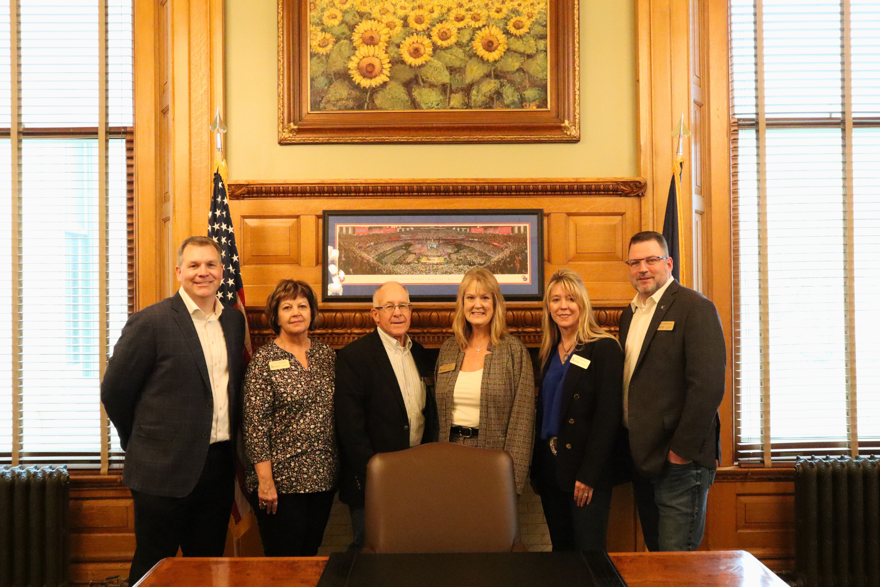The Barton County Commission pictured in the Governor’s Chambers at the Kansas State Capitol during County Day at the Capitol in Topeka.