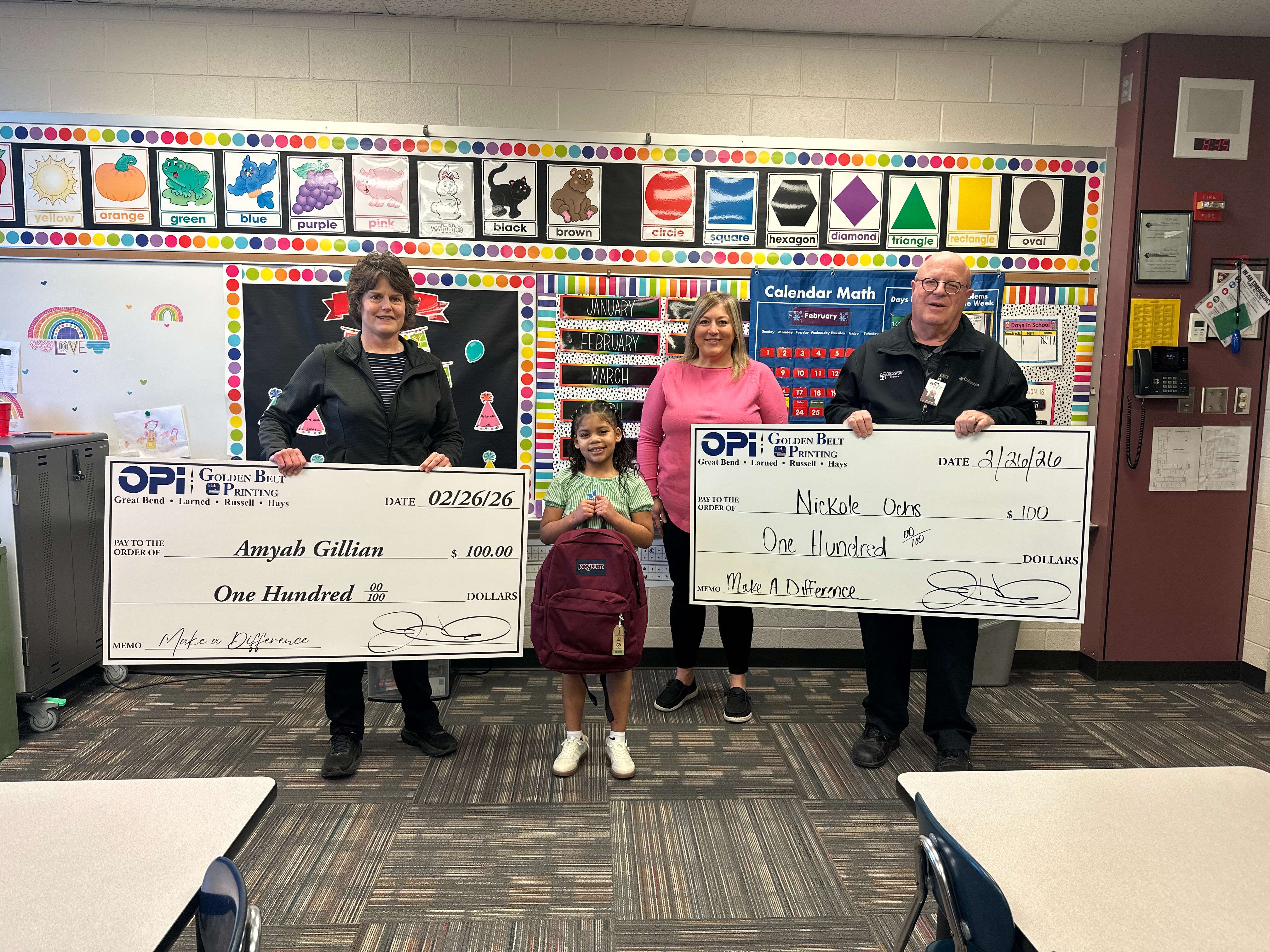 Amayah Gilliam, a kindergartner at Riley Elementary, was named the February Make a Difference monthly winner.