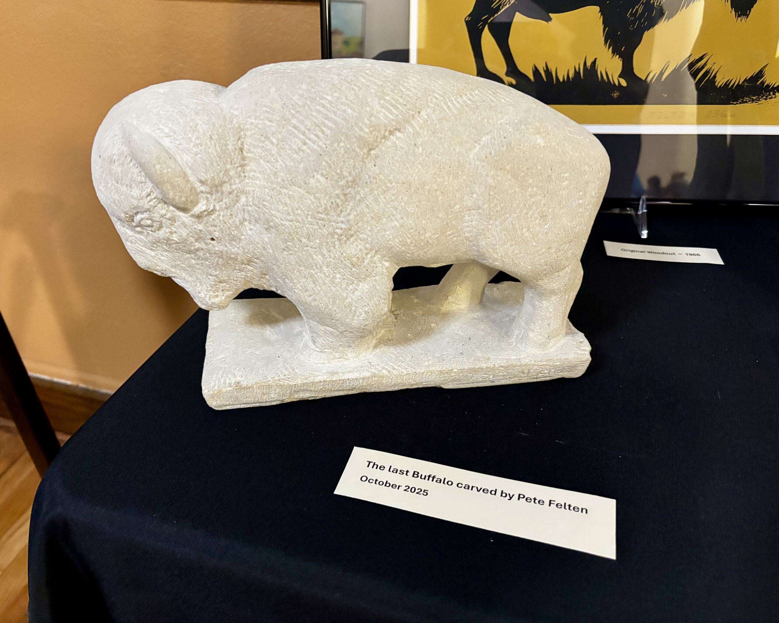 The last buffalo carved by Pete Felten. Photo by Tony Guerrero/Hays Post