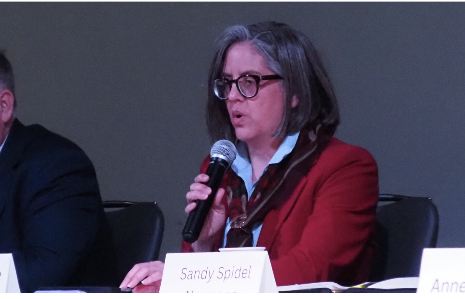Democratic candidate Christy Cauble Davis talks about the importance of rural communities at the Kansas Democratic Party’s annual convention on March 8, 2026. (Photo by Morgan Chilson/Kansas Reflector)