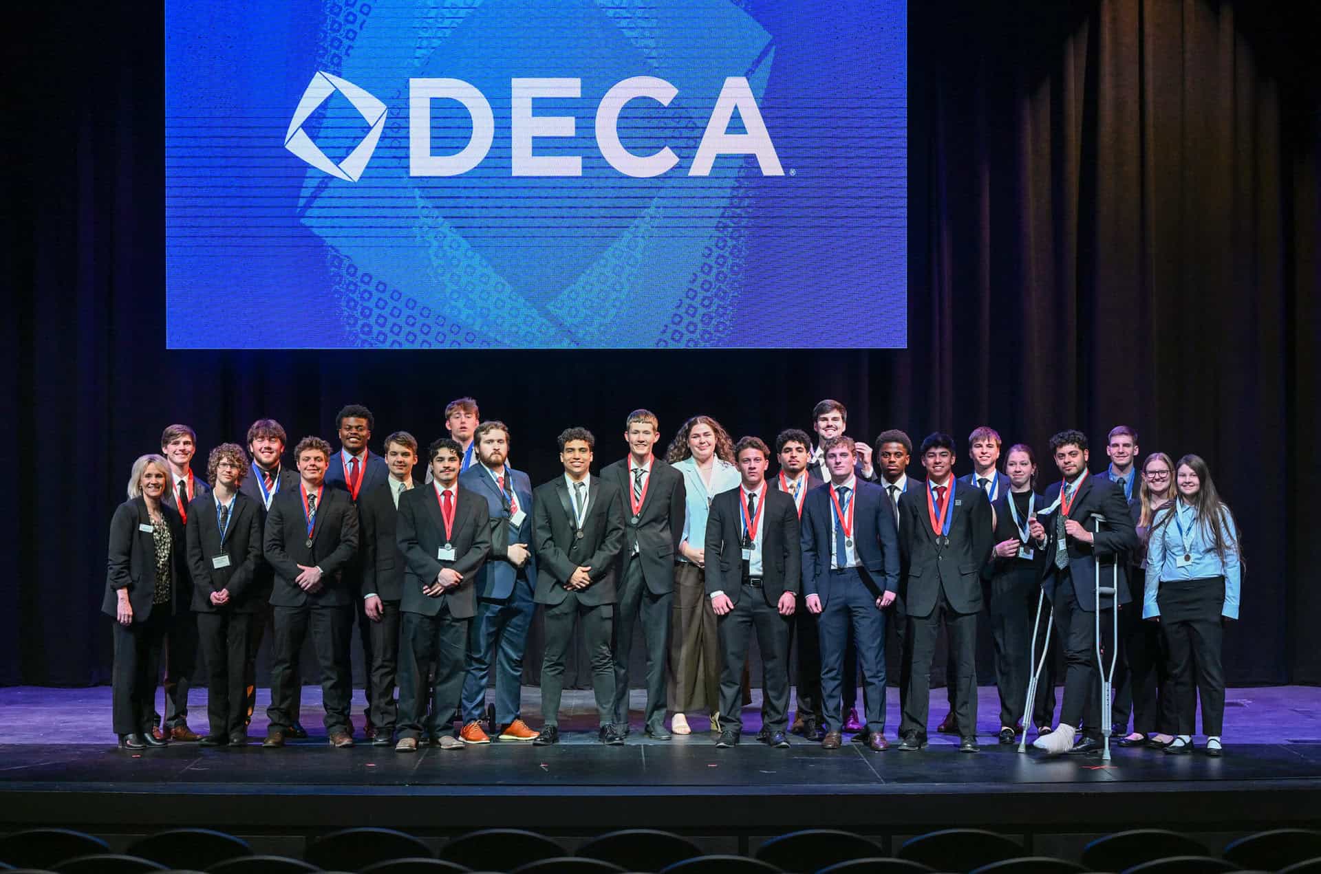Tabor College DECA’s chapter saw 19 of its 24 students place in the top three of its state competition. Held in the Franz Family Heritage Lobby of the Shari Flaming Center for the Arts, other participating schools included: Butler Community College, Fort Hays State, Kansas, Nebraska, Southwestern, and Wichita State.