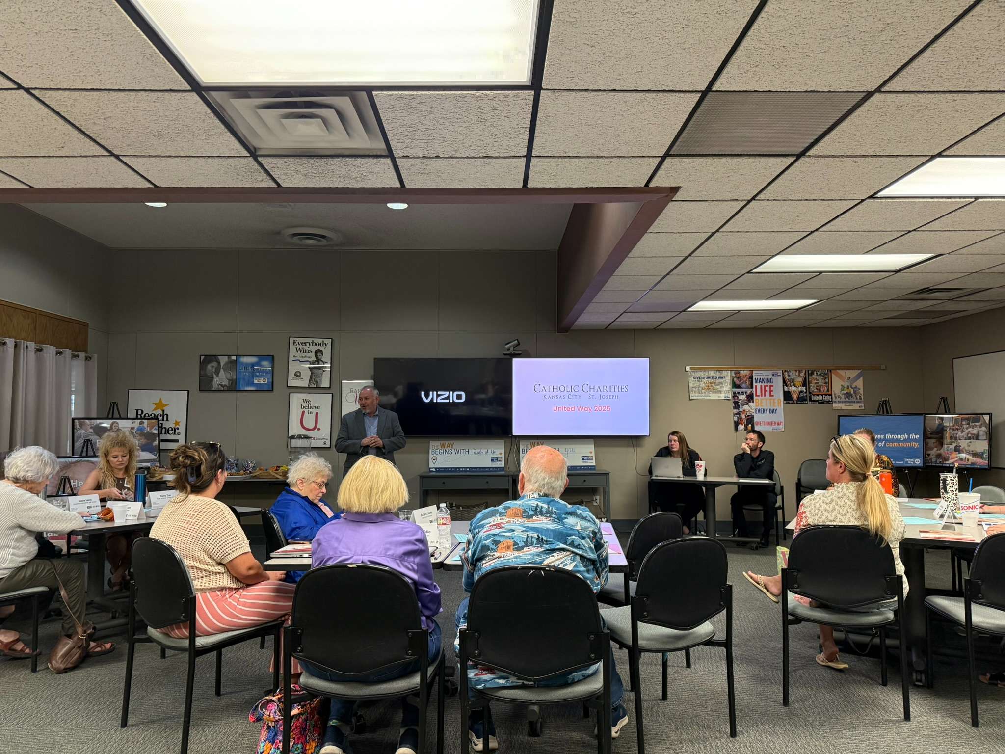 Members of the United Way of Greater St. Joseph's Allocation's process committees hear from  Catholic Charities of Kansas City-St. Joseph/ Photo courtesy of the United Way of Greater St. Joseph's Facebook