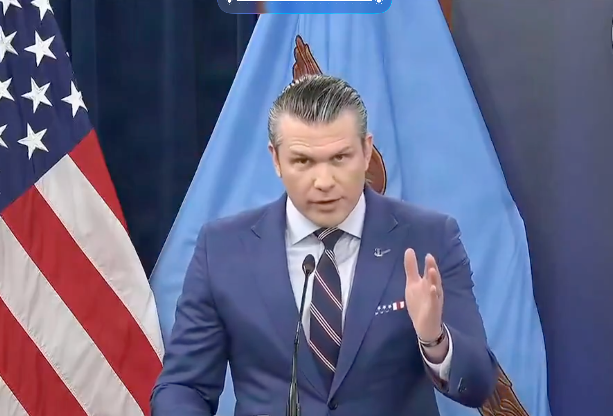 File photo Secretary of War Pete Hegseth-image from DOW video