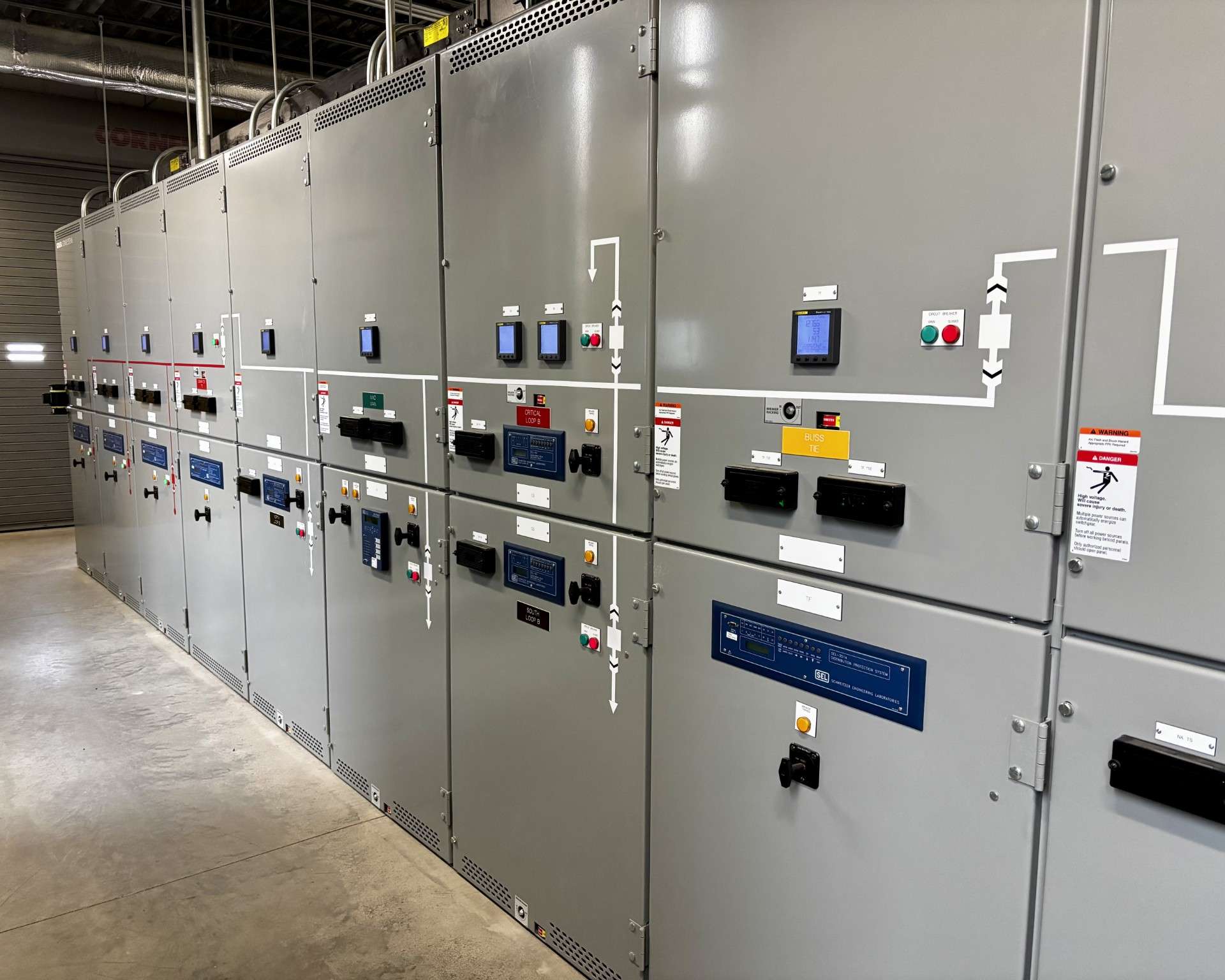 The main switchgear allows Fort Hays State University to use three sources of electrical power simultaneously or independently: utility, wind and diesel generation. Located in the FHSU switchgear building. Photo by Tony Guerrero/Hays Post