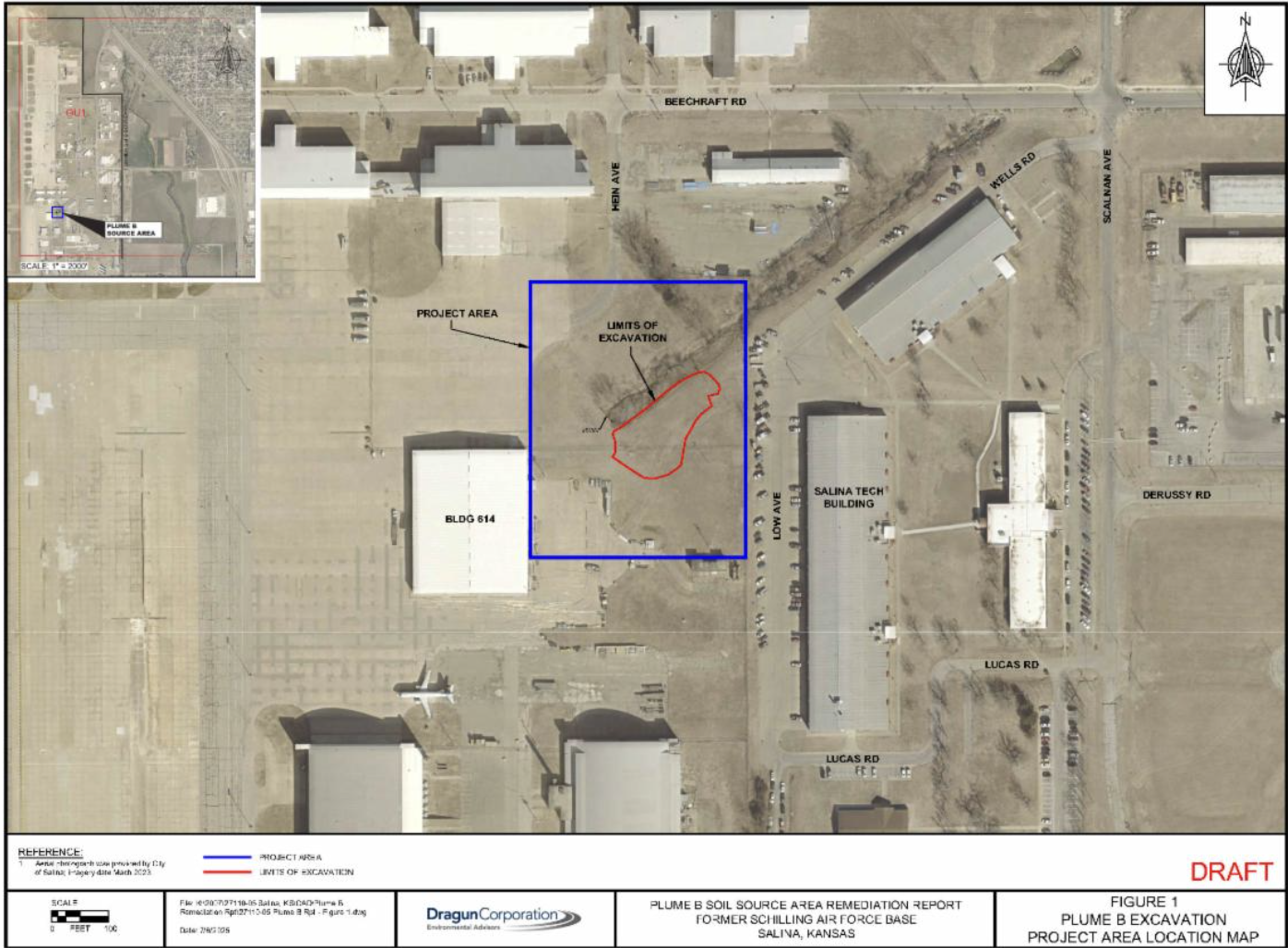 Map of site for the environmental remediation Salina Airport Authority