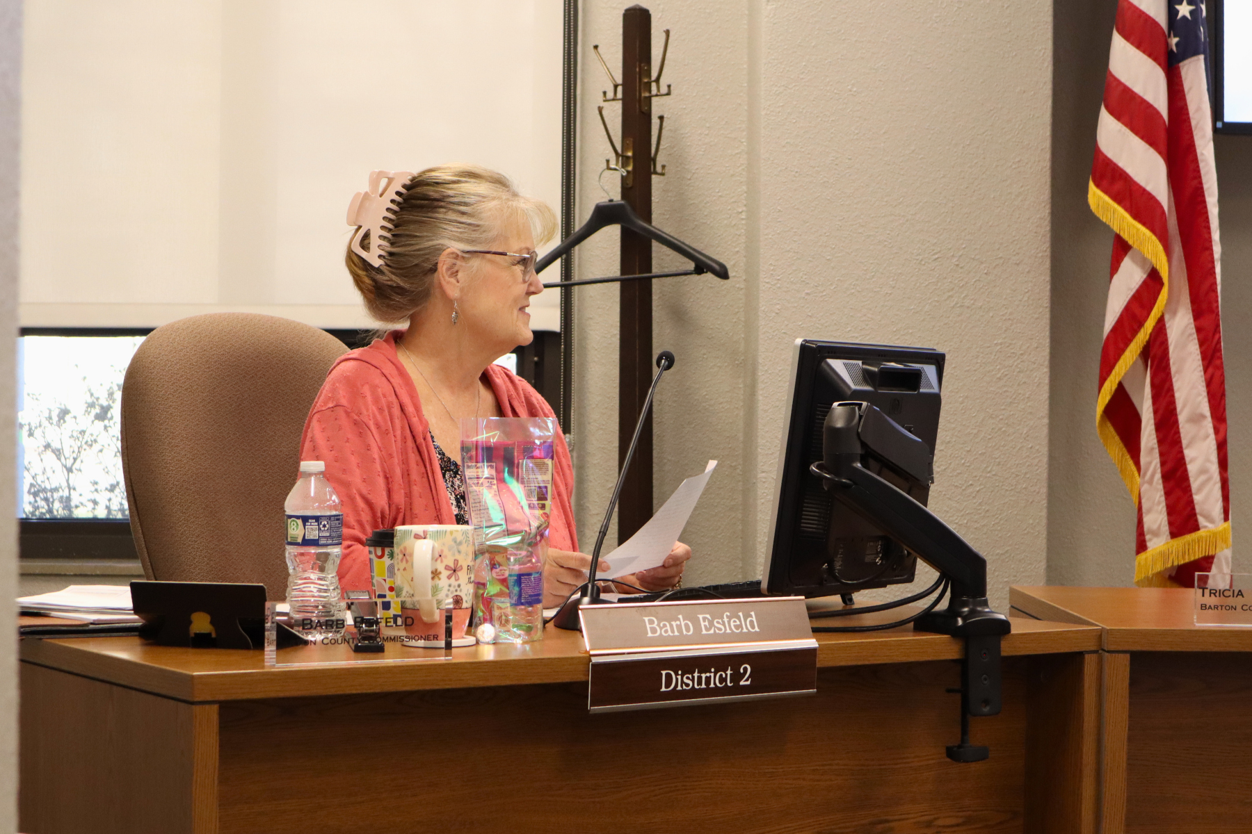 Commissioner Barb Esfeld provides a legislative update to the Barton County Commission, sharing highlights from County Day at the Capitol and recent discussions with state lawmakers.