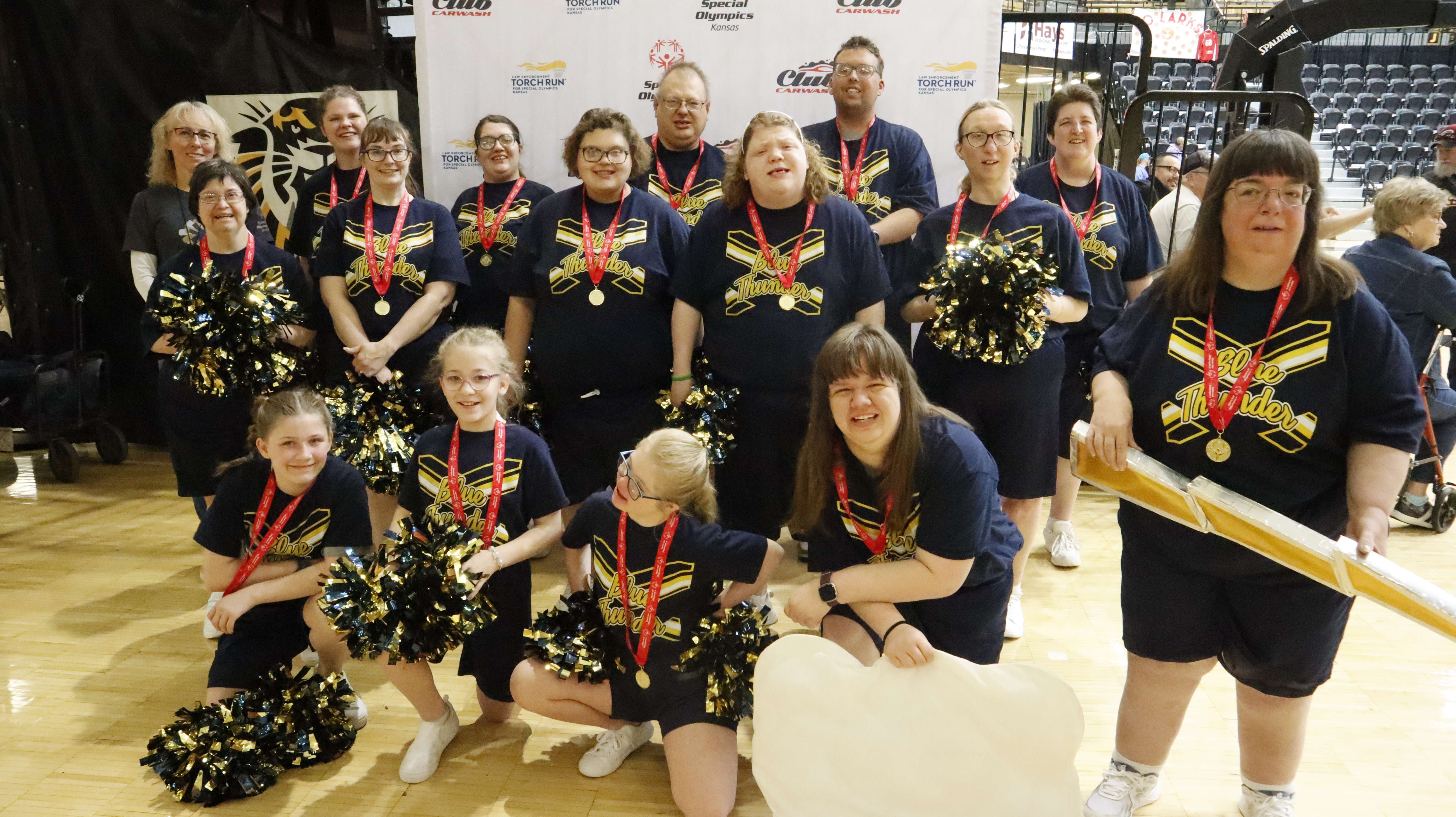 Cheerleaders from the 2025 state cheerleading tournament. Photo courtesy of Special Olympics Kansas