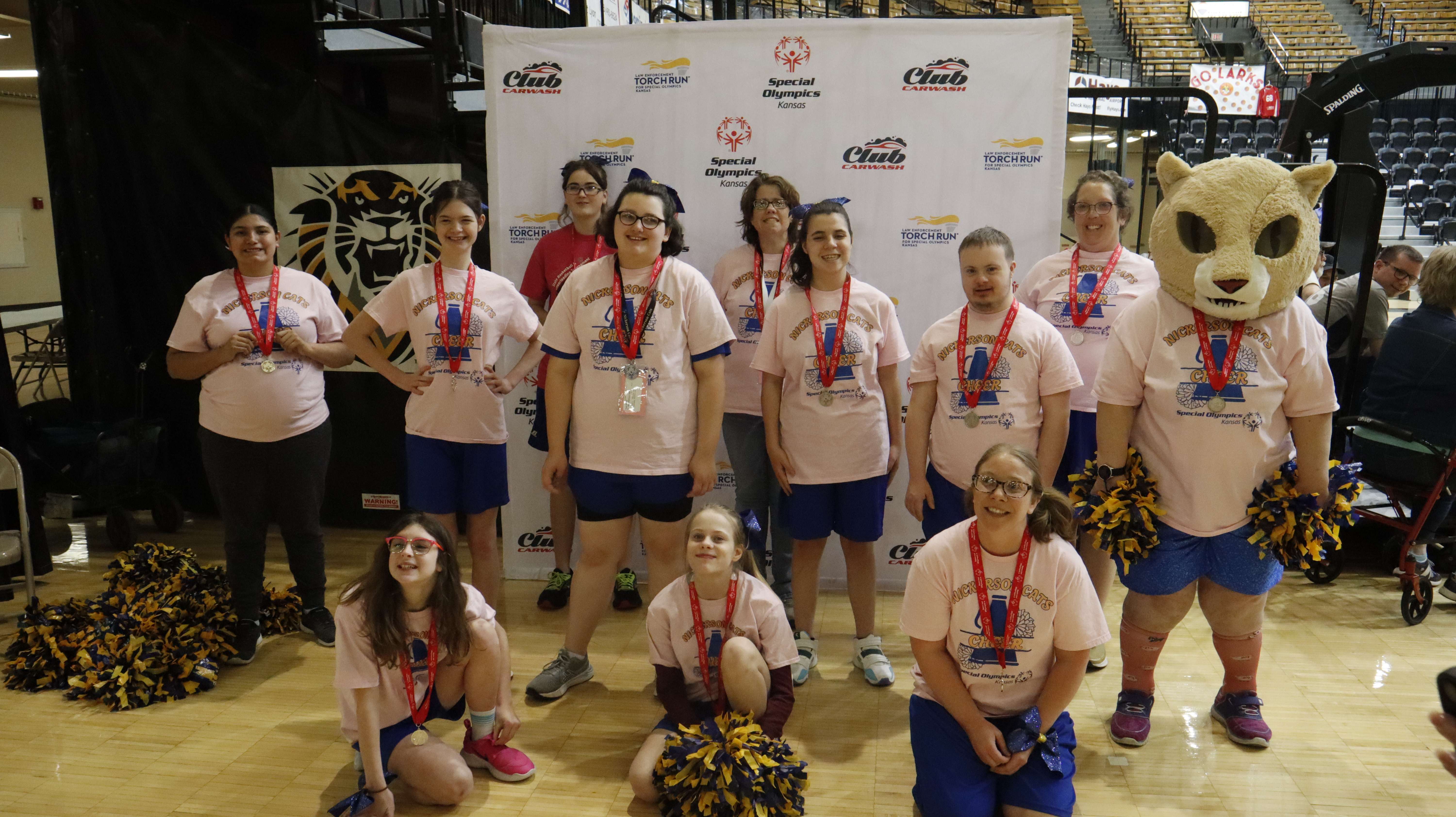 Cheerleaders from the 2025 state cheerleading tournament. Photo courtesy of Special Olympics Kansas