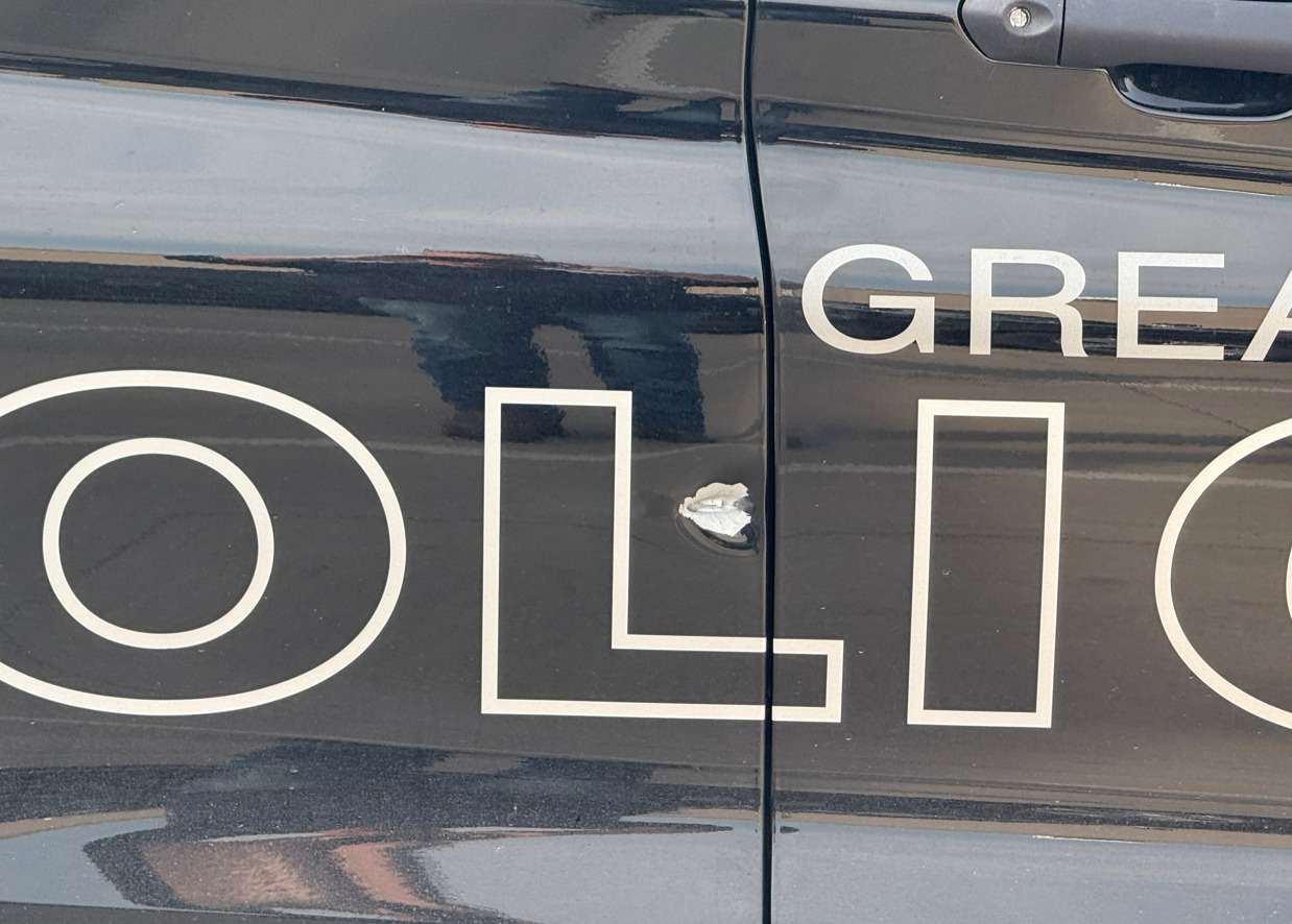 Damage to Great Bend Police vehicle- Post photo