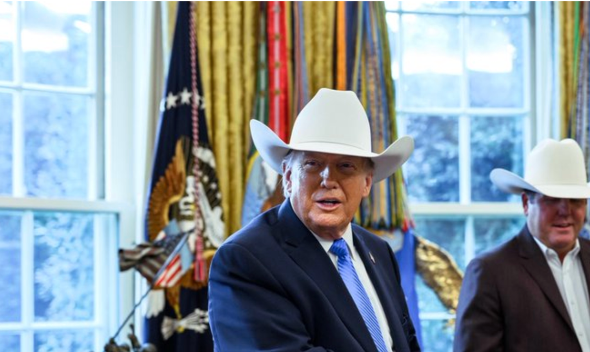President Trump met with rodeo champions on Friday in the Oval Office- photo White House