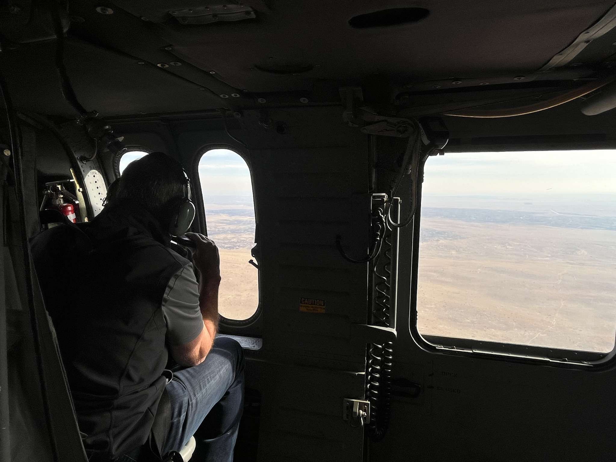 Governor Jim Pillen flying over Western and Central Nebraska fires Saturday morning, March 14, 2026. (Nebraska Emergency Management Agency)