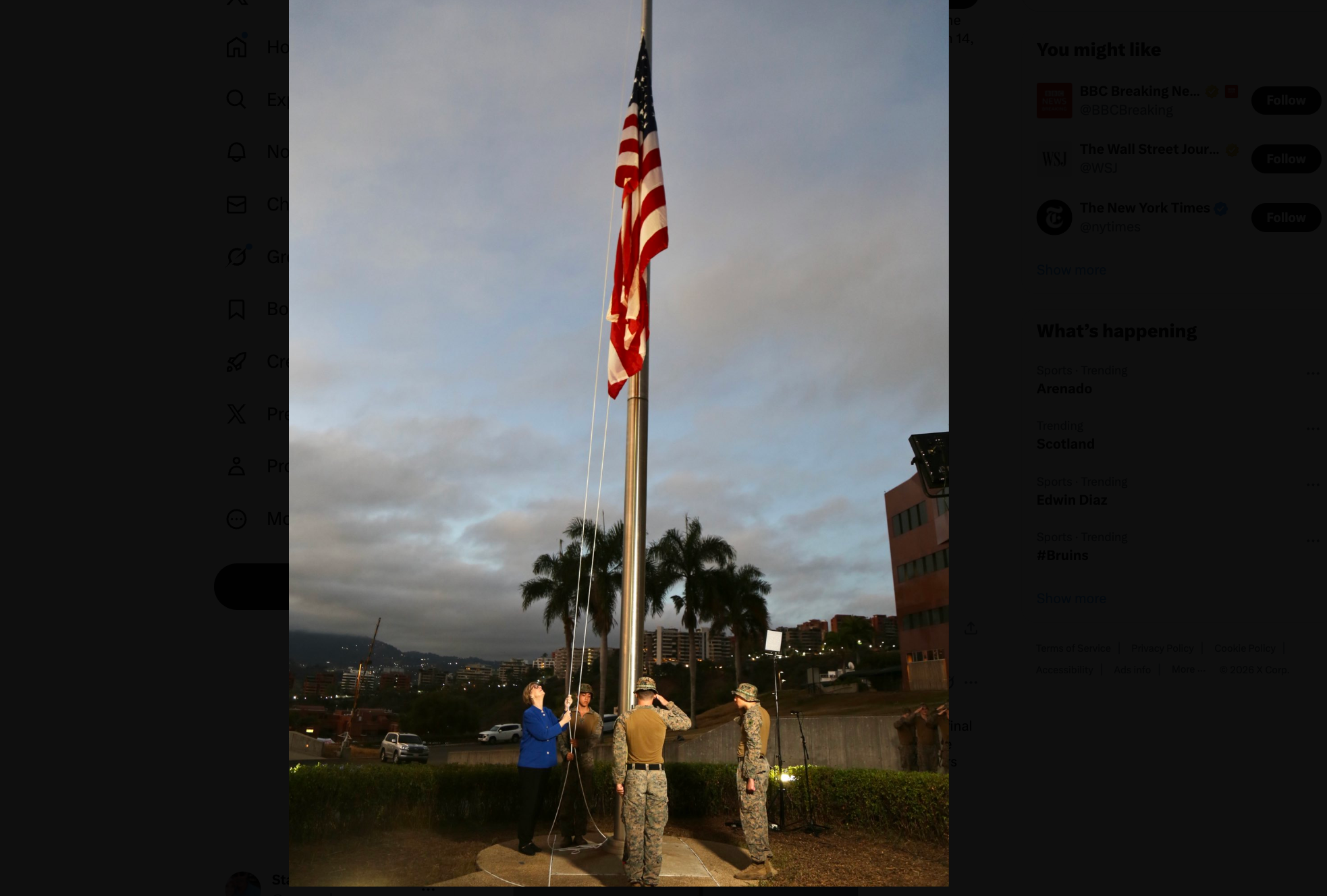🎥American flag raised at US Embassy in Venezuela; 1st time since 2019