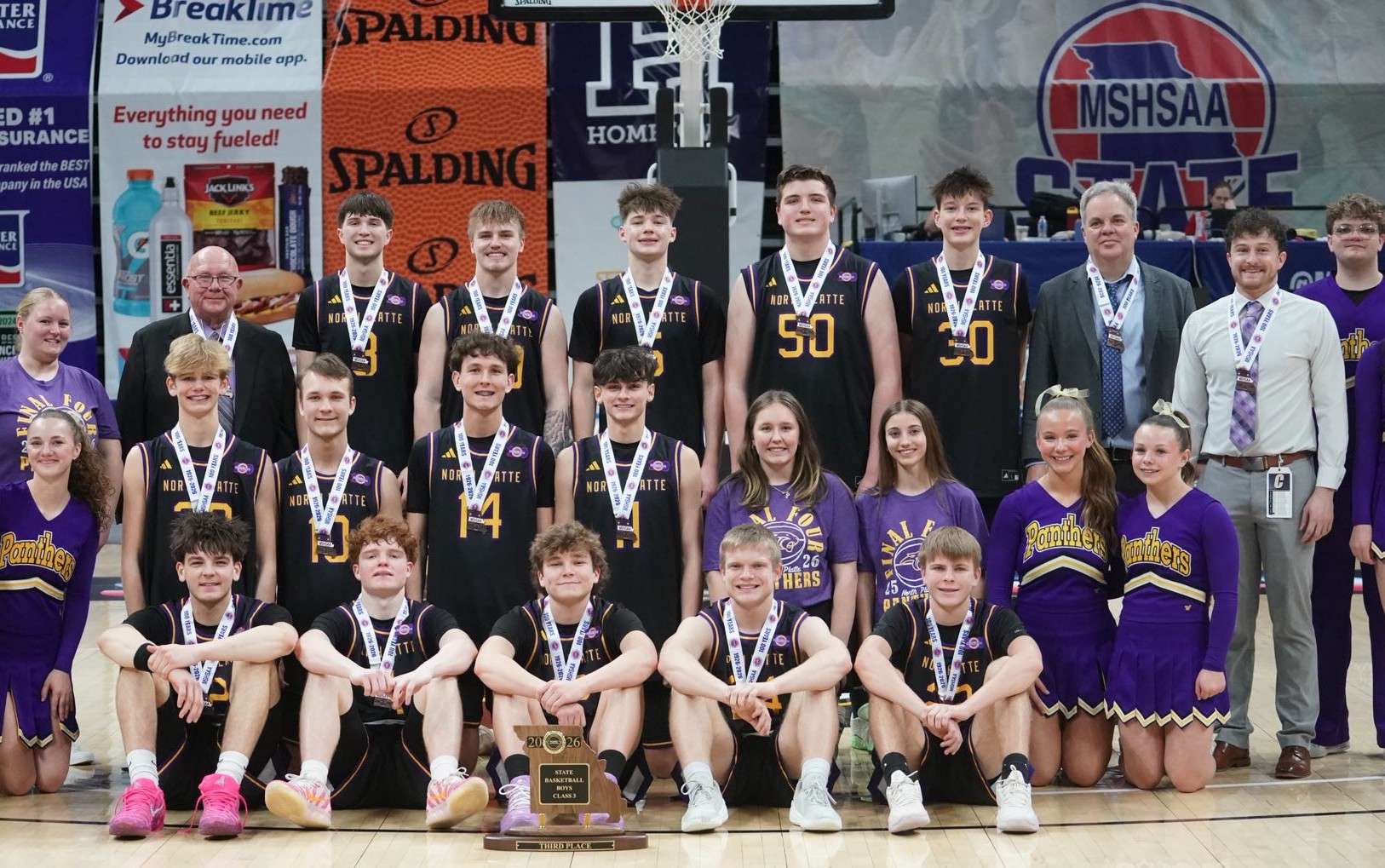 The North Platte Panthers boy's basketball team brought home a third place trophy in the programs first trip to the MSHSAA Class 3 state tournament, beating Liberty Mountain View 61-57/ Photo courtesy of Clifton Grooms