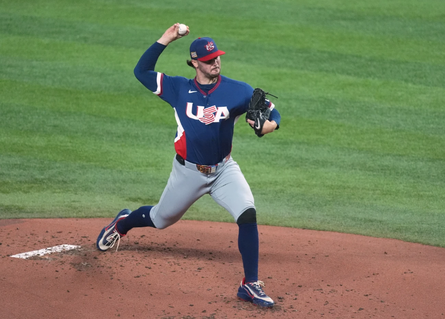 United States pitcher Paul Skenes (30) aims a pitch during a World Baseball Classic semifinal game against the Dominican Republic, Sunday, March 15, 2026, in Miami. (AP Photo/Rebecca Blackwell)