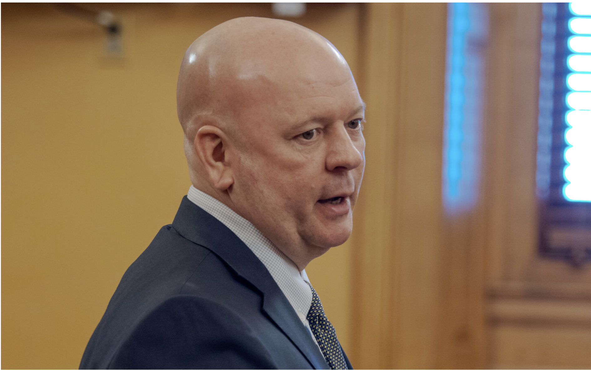  Tony Weingartner of Capitol Federal Savings Bank shares anecdotes of fraud with lawmakers at a March 16, 2026, hearing at the Statehouse in Topeka. (Photo by Sherman Smith/Kansas Reflector)