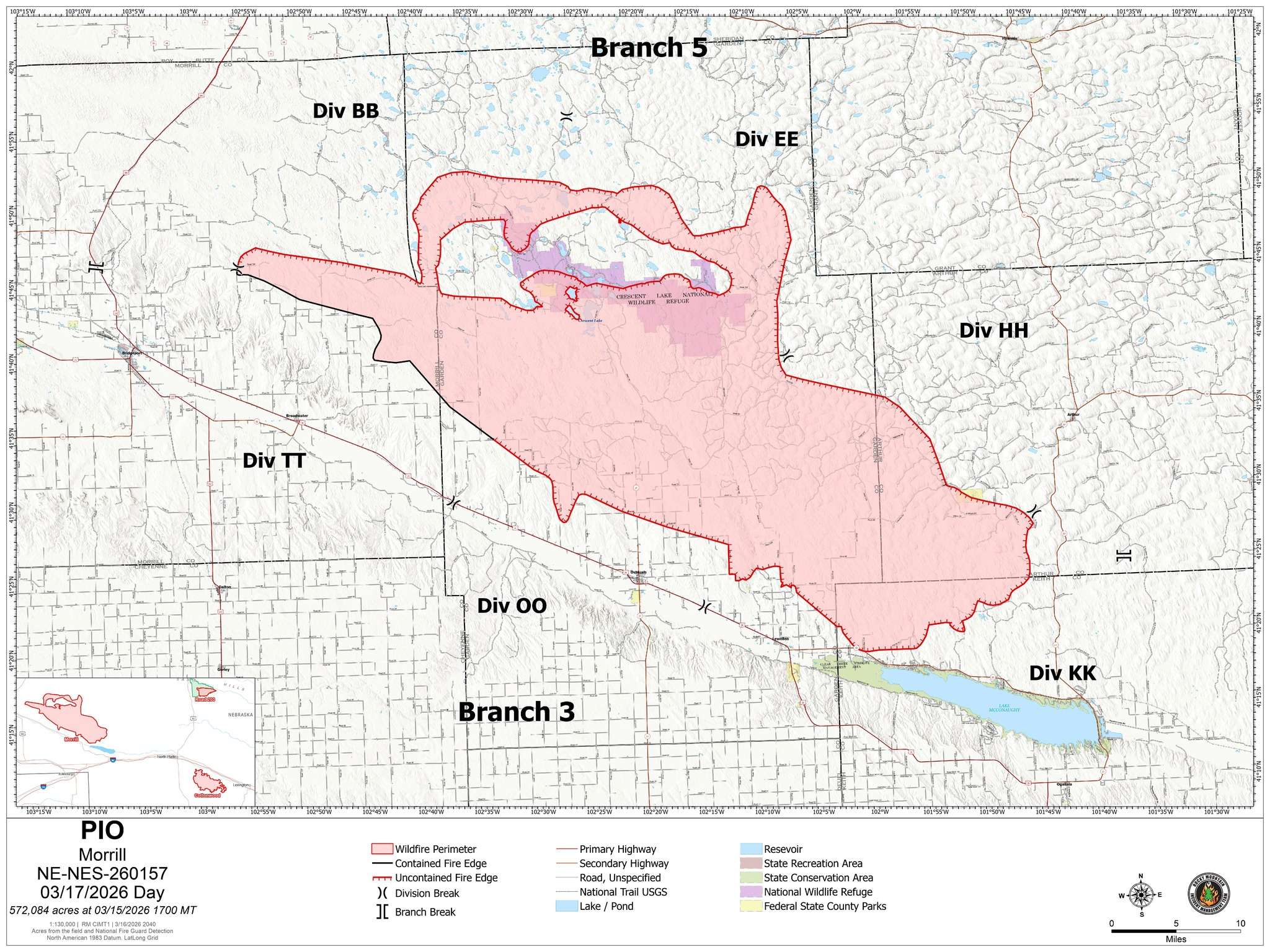 Updated Morrill Fire map from Rocky Mountain Complex Incident Management Team 1, March 17, 2026.