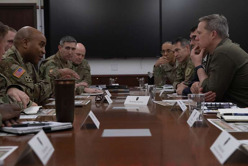 Secretary of the Army, Hon. Daniel P. Driscoll meets with Fort Riley leaders. (U.S. Army photos by Pfc. Ryan Lavigne) - (1st Infantry Division, U.S. Army.)